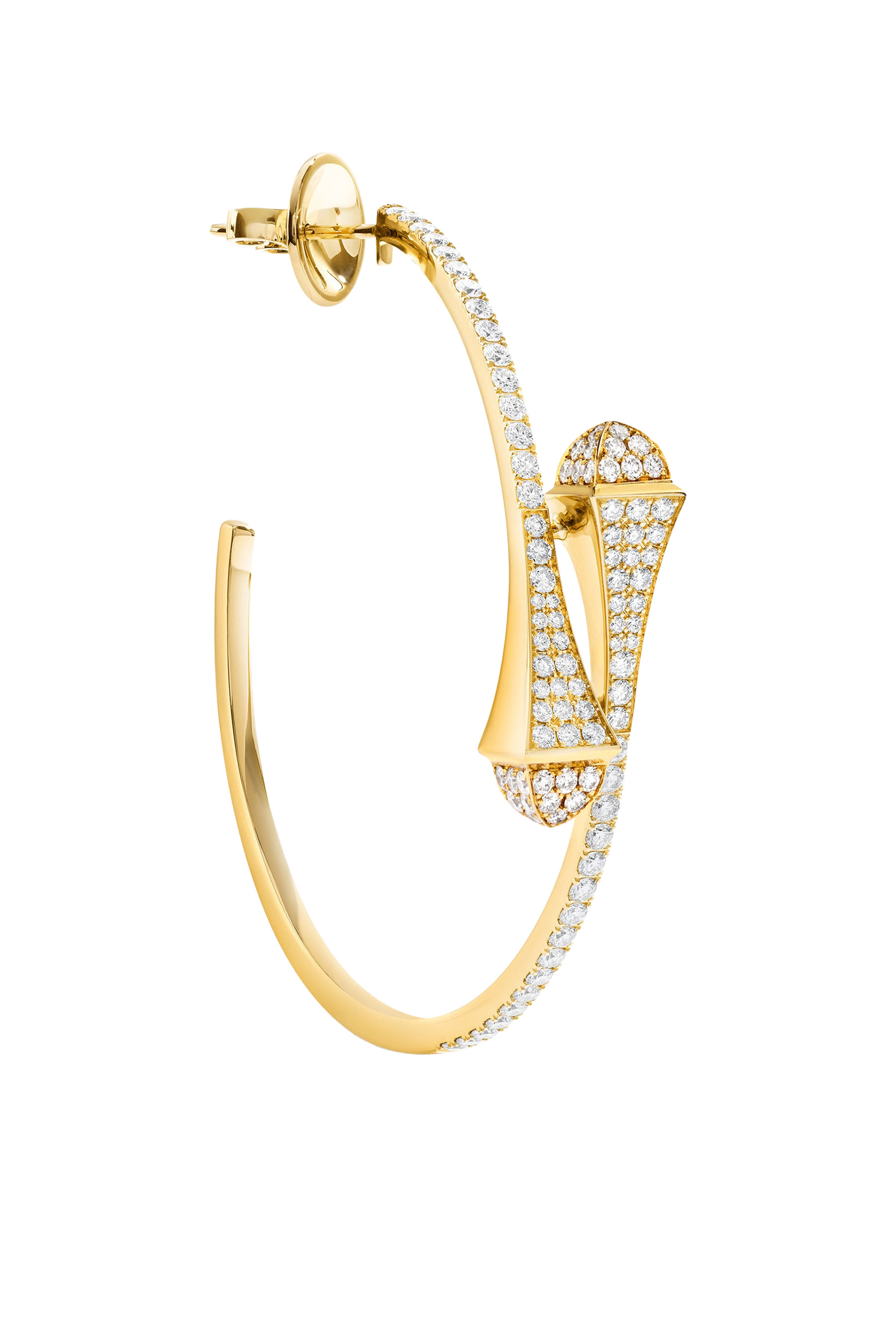 Cleo Midi Hoop Earrings,18k Yellow Gold & Diamonds