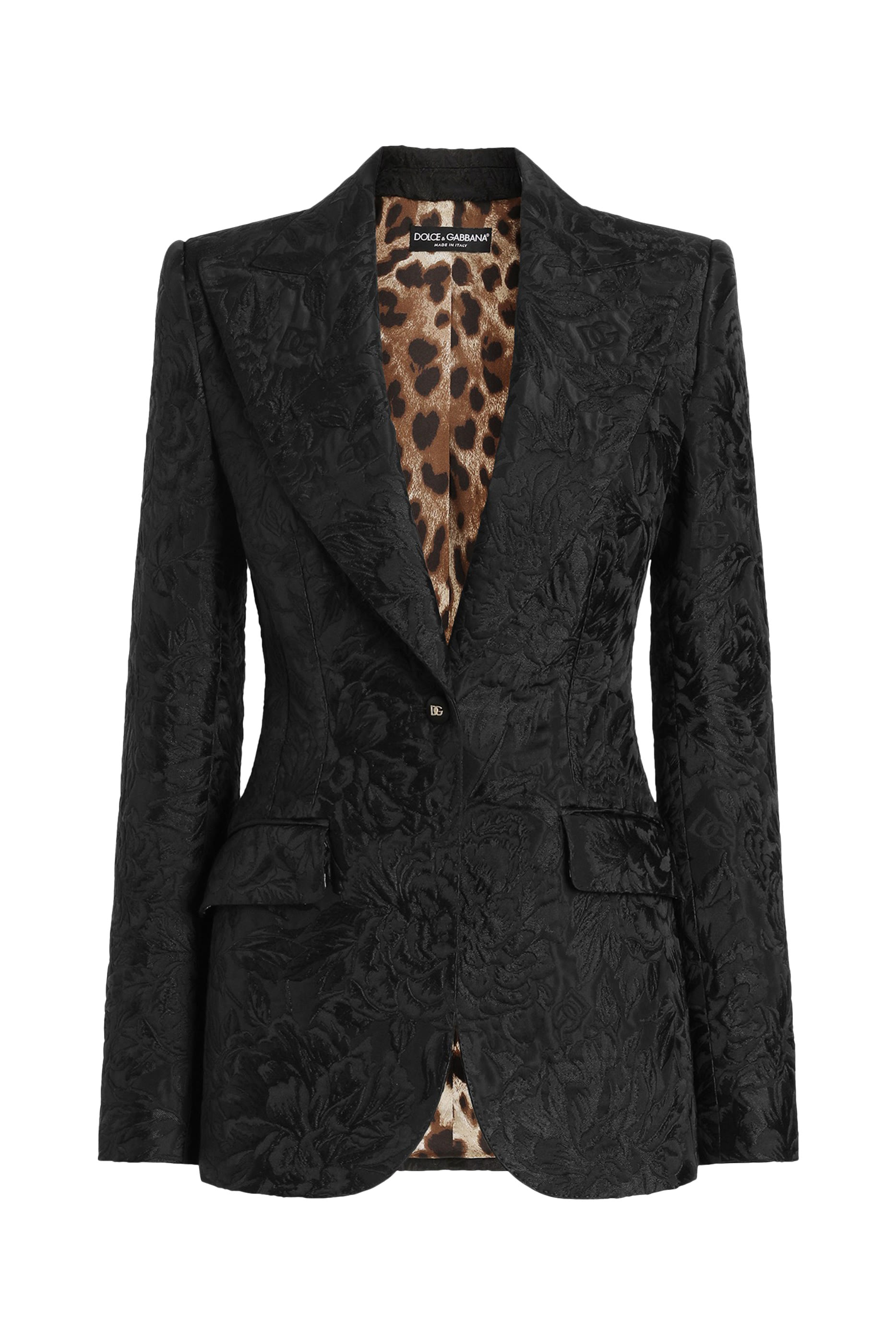 Single-Breasted Floral Quilted Jacquard Turlington Jacket