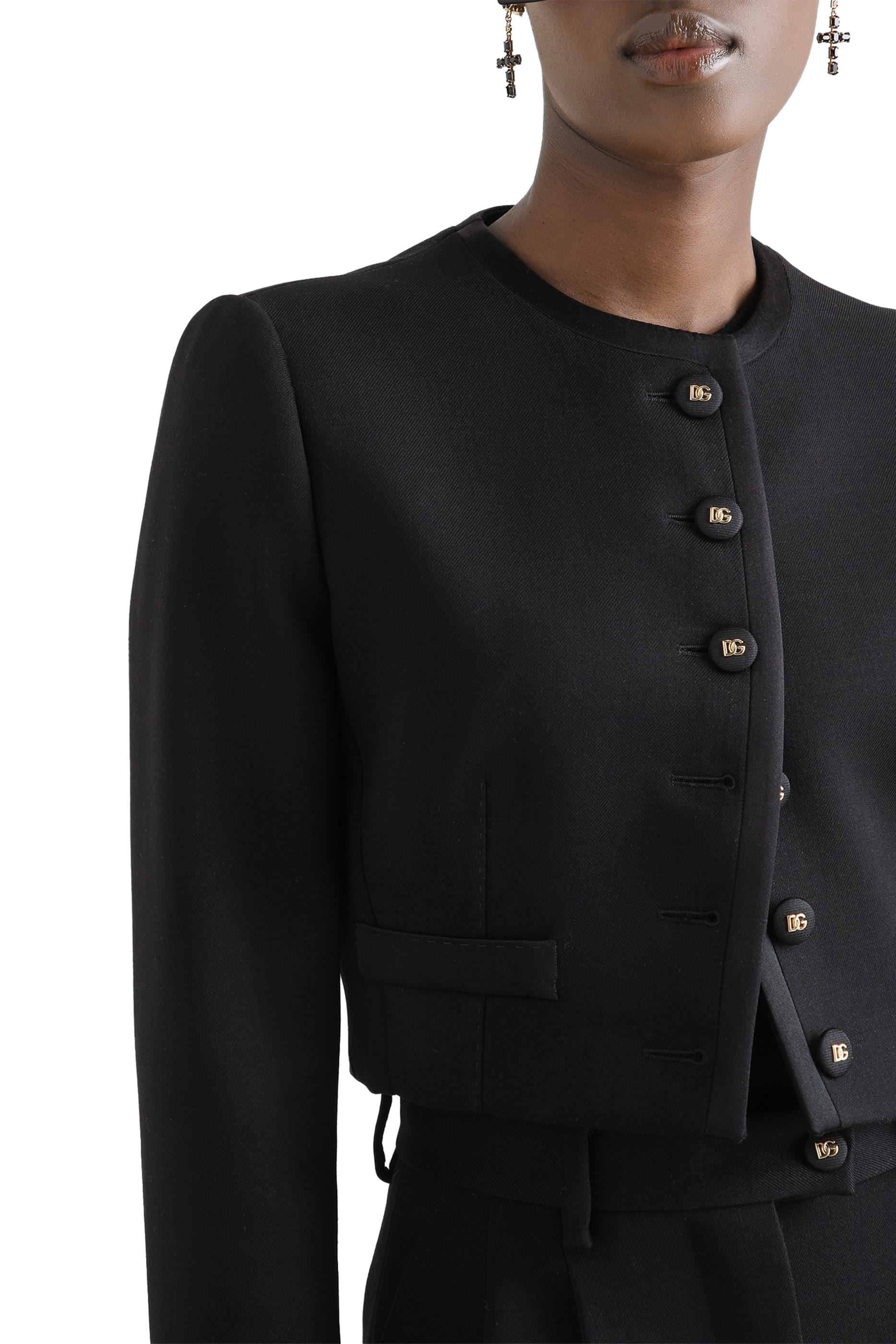 Cropped Single-Breasted Wool Jacket