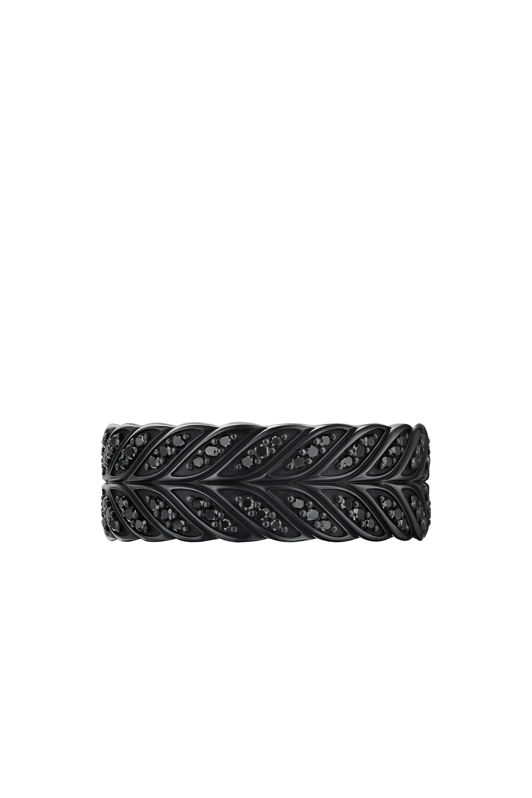 Chevron Pav&eacute; Band Ring, Black Titanium & Black Diamonds