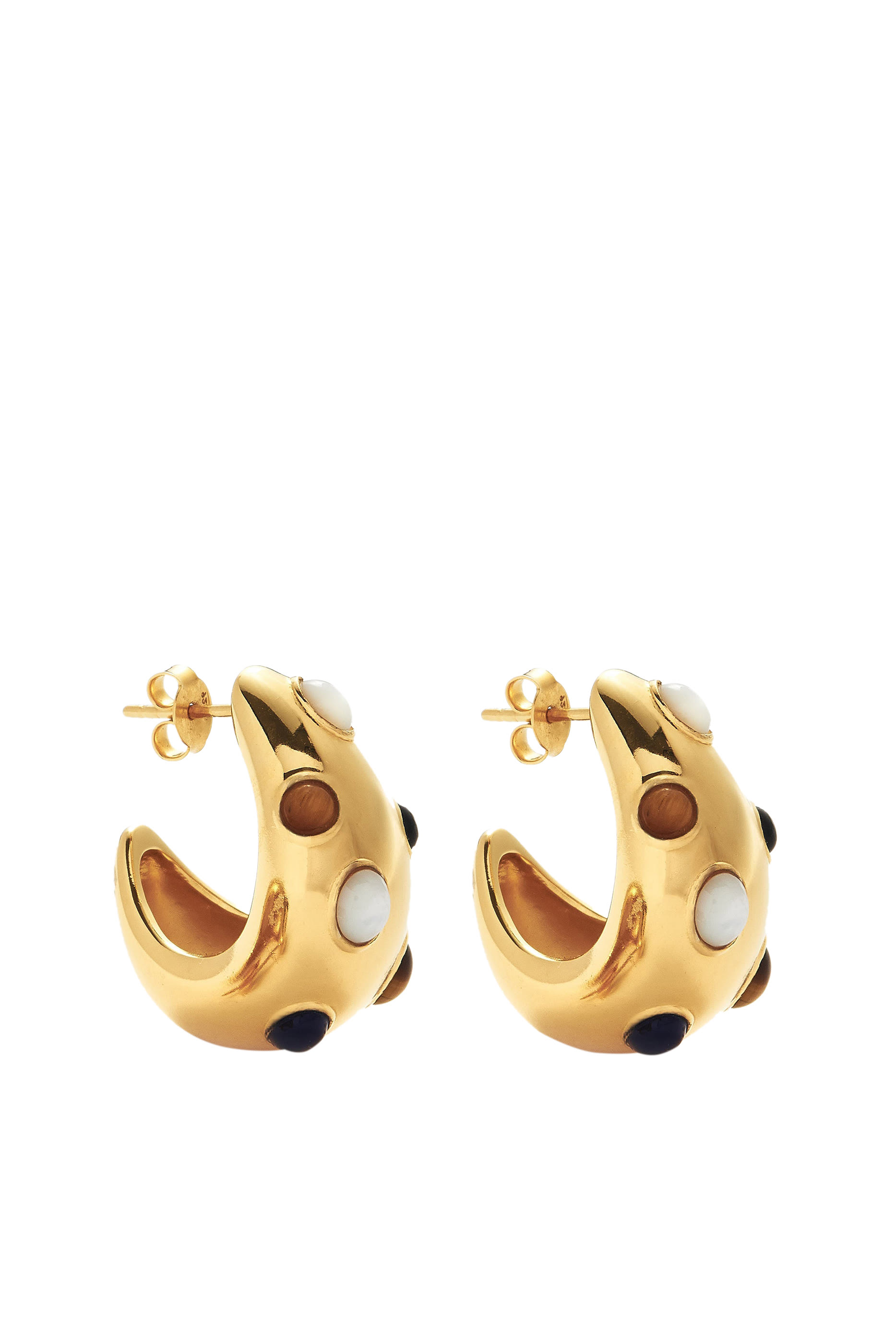 Savi Dome Medium Gemstone Hoop Earrings