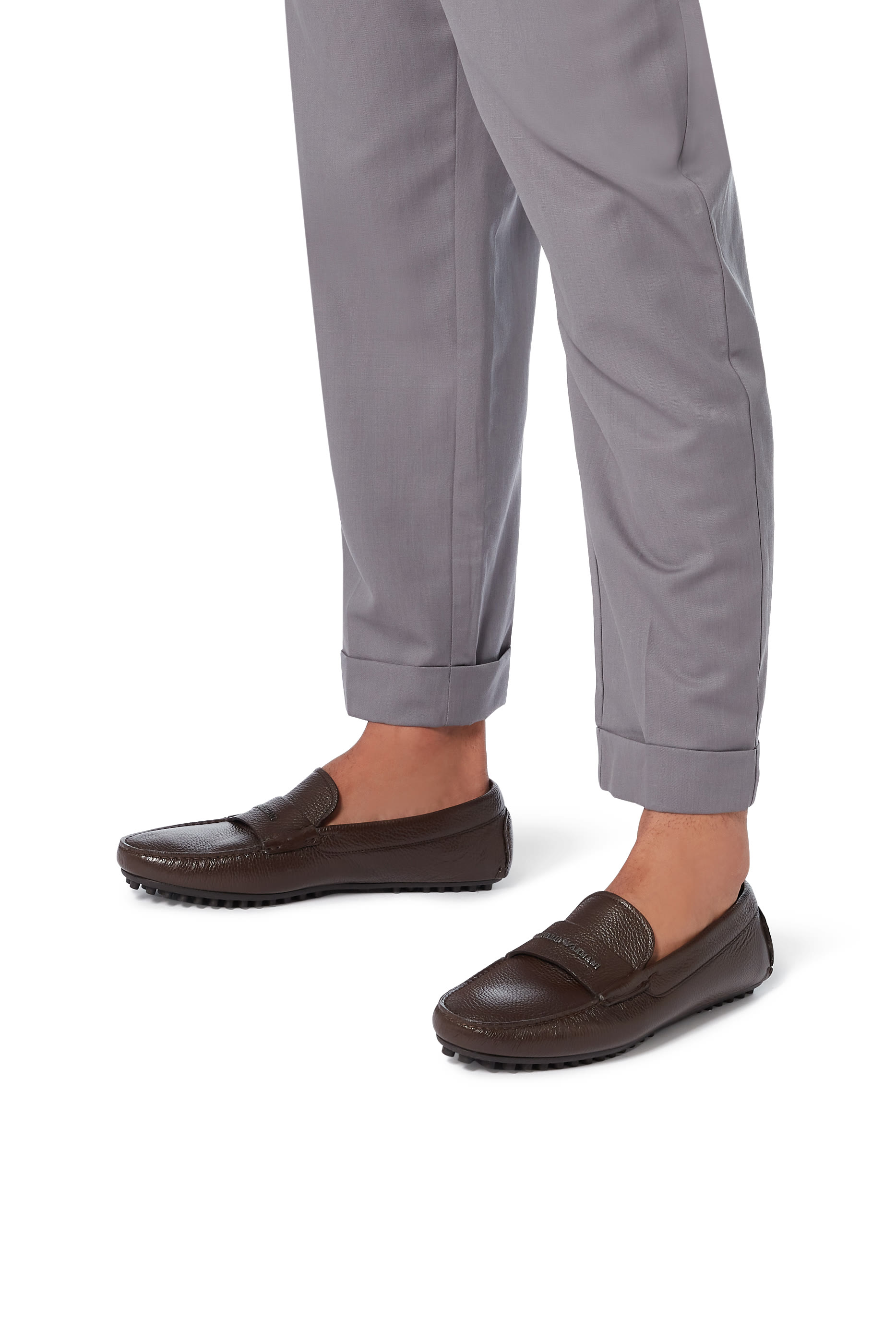 Textured Leather Driver Moccasins