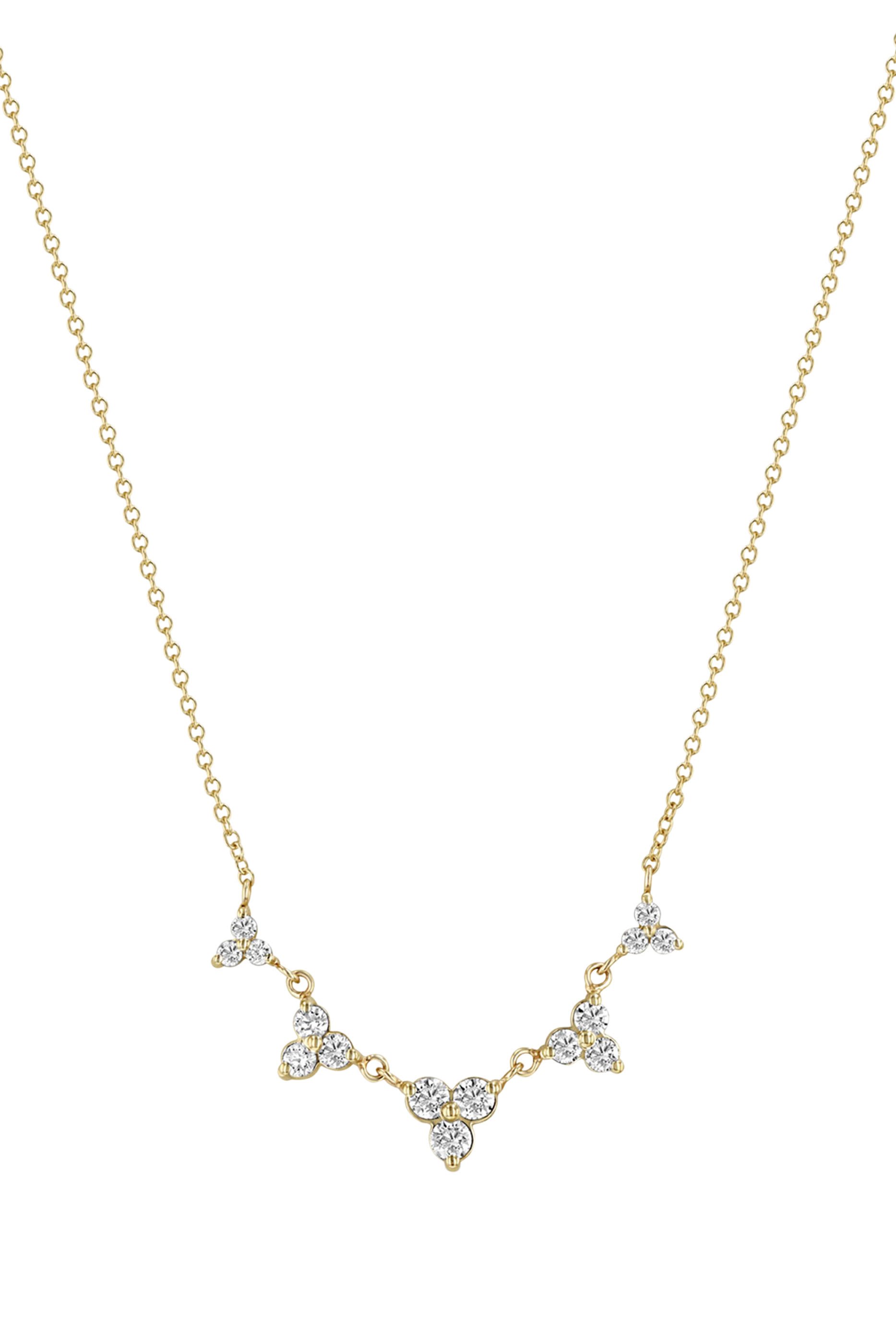 Linked Graduated Trio Necklace, 14k Yellow Gold & Diamonds