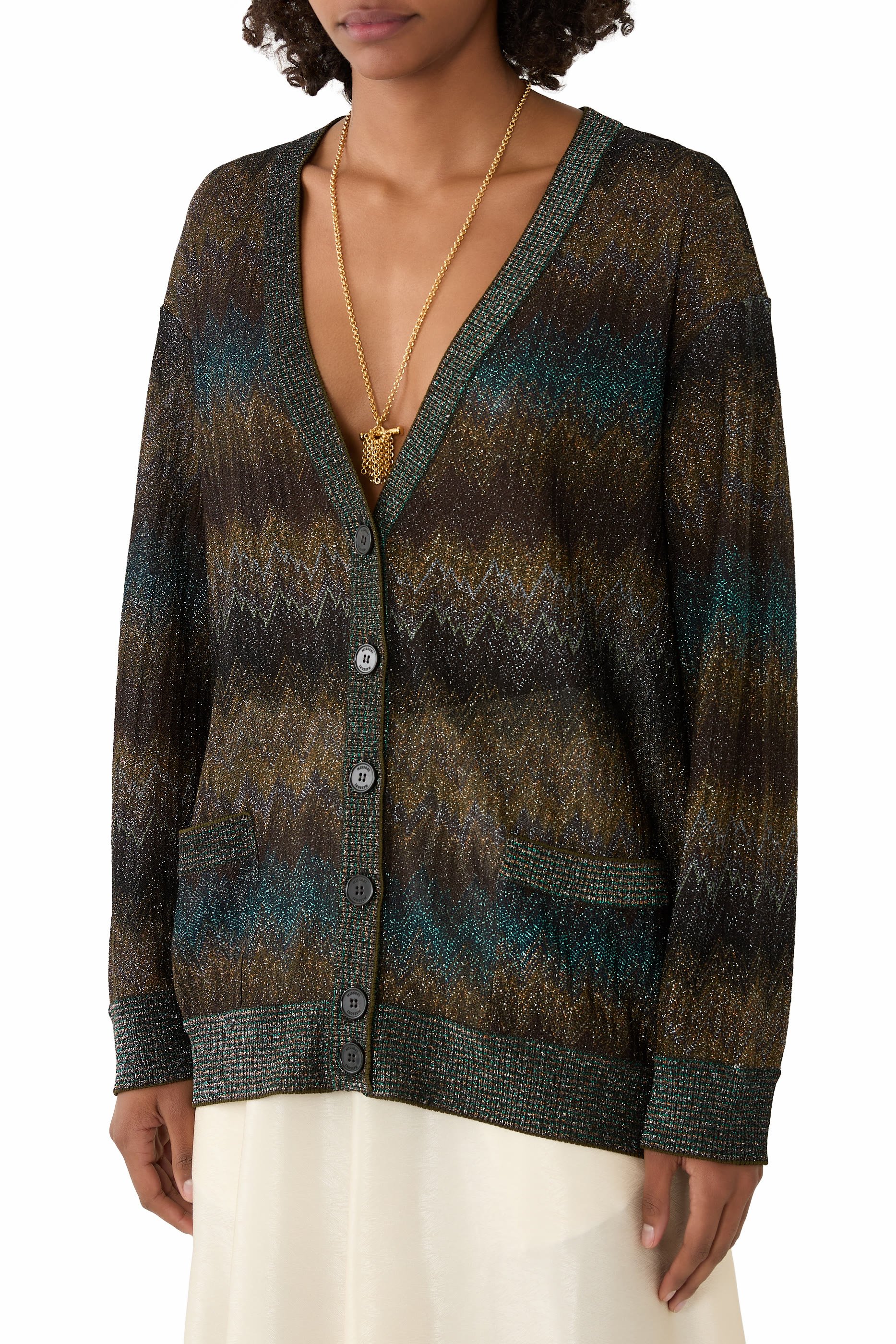 Snake-Pattern Oversized Cardigan 