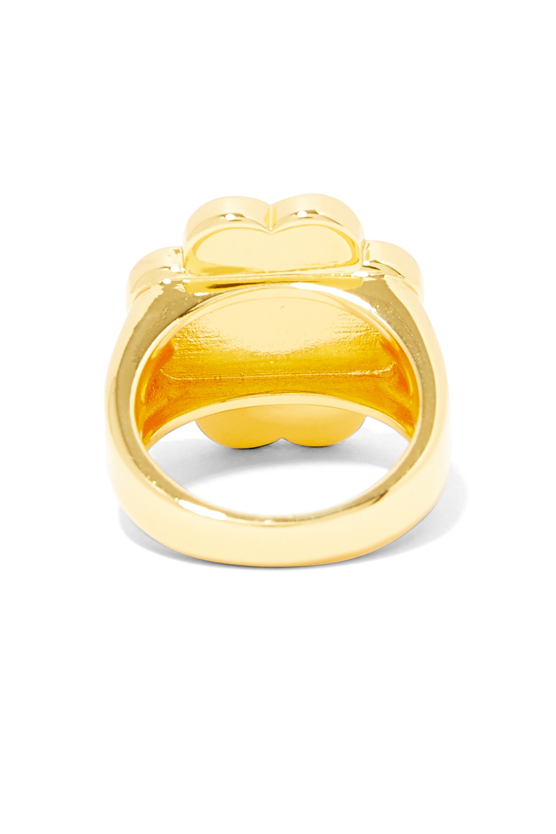 Heritage Bloom Signet Ring, Plated Metal With Cubic Zirconia & Mother of Pearl