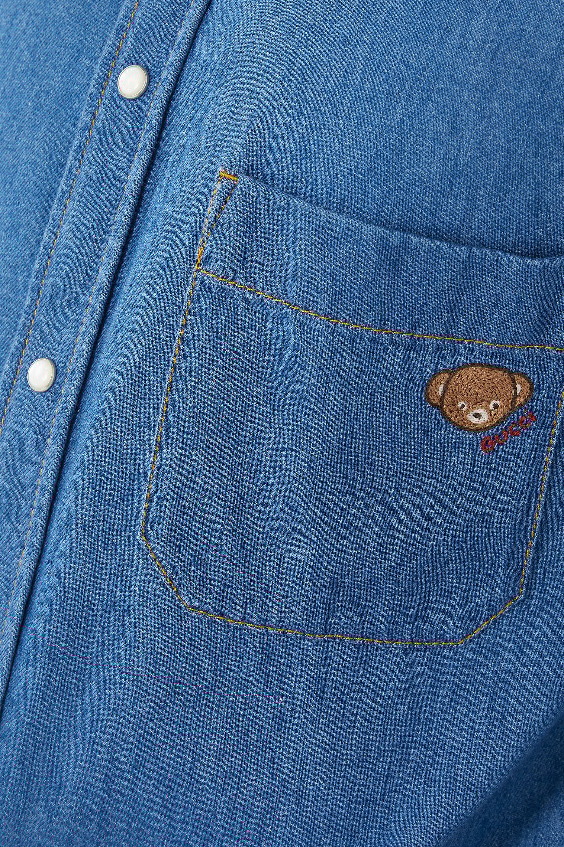 Bear Embroidery Denim Shirt