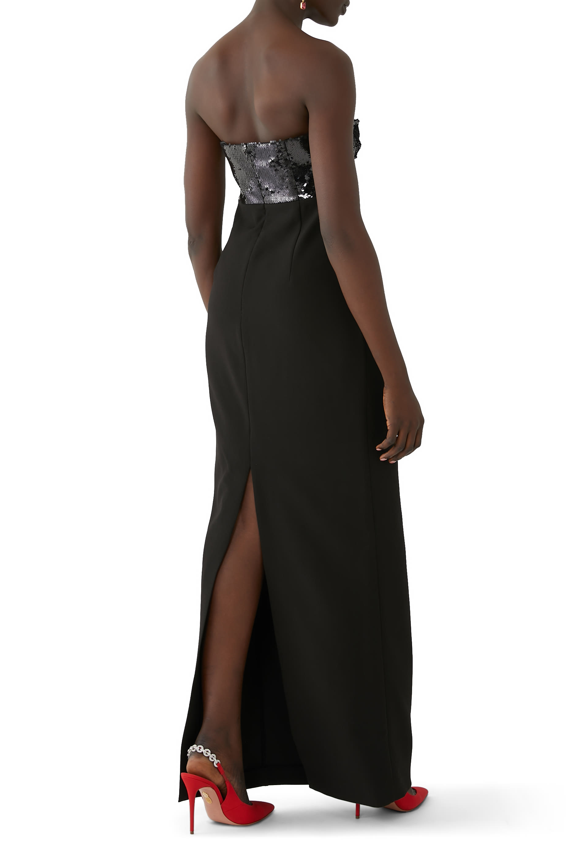 Strapless Embellished Maxi Dress