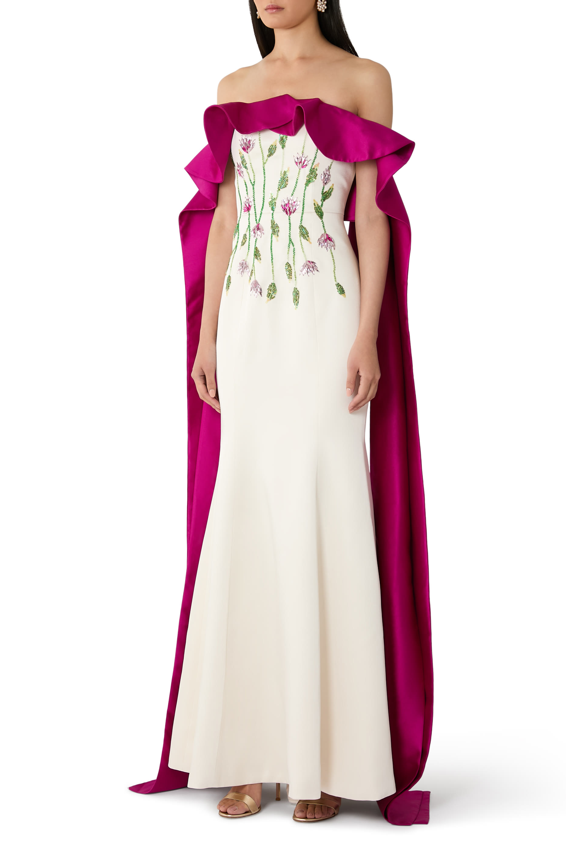 Off-Shoulder Ruffle Gown 