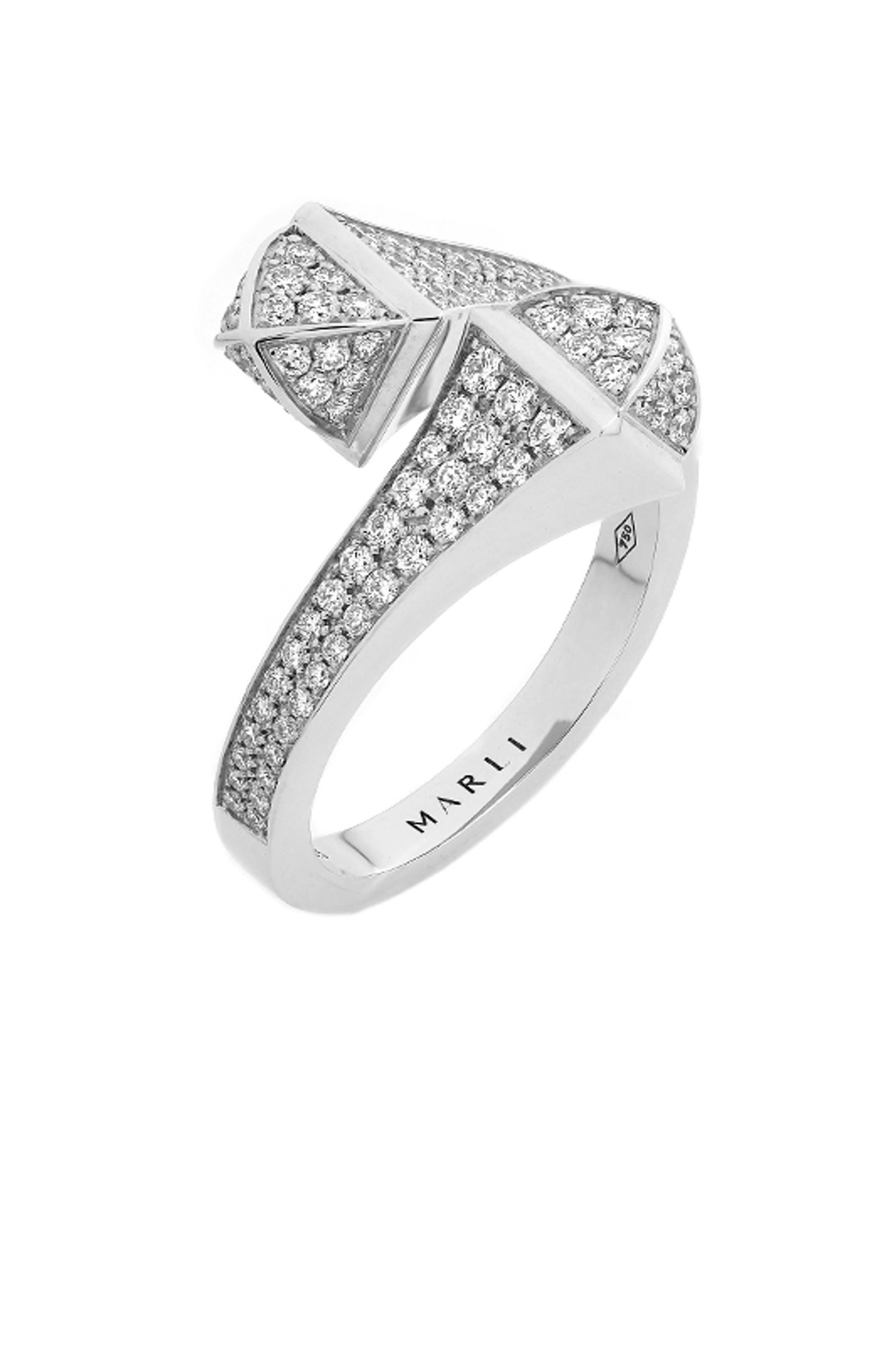 Cleo Midi Slim Ring, 18k White Gold & Diamond