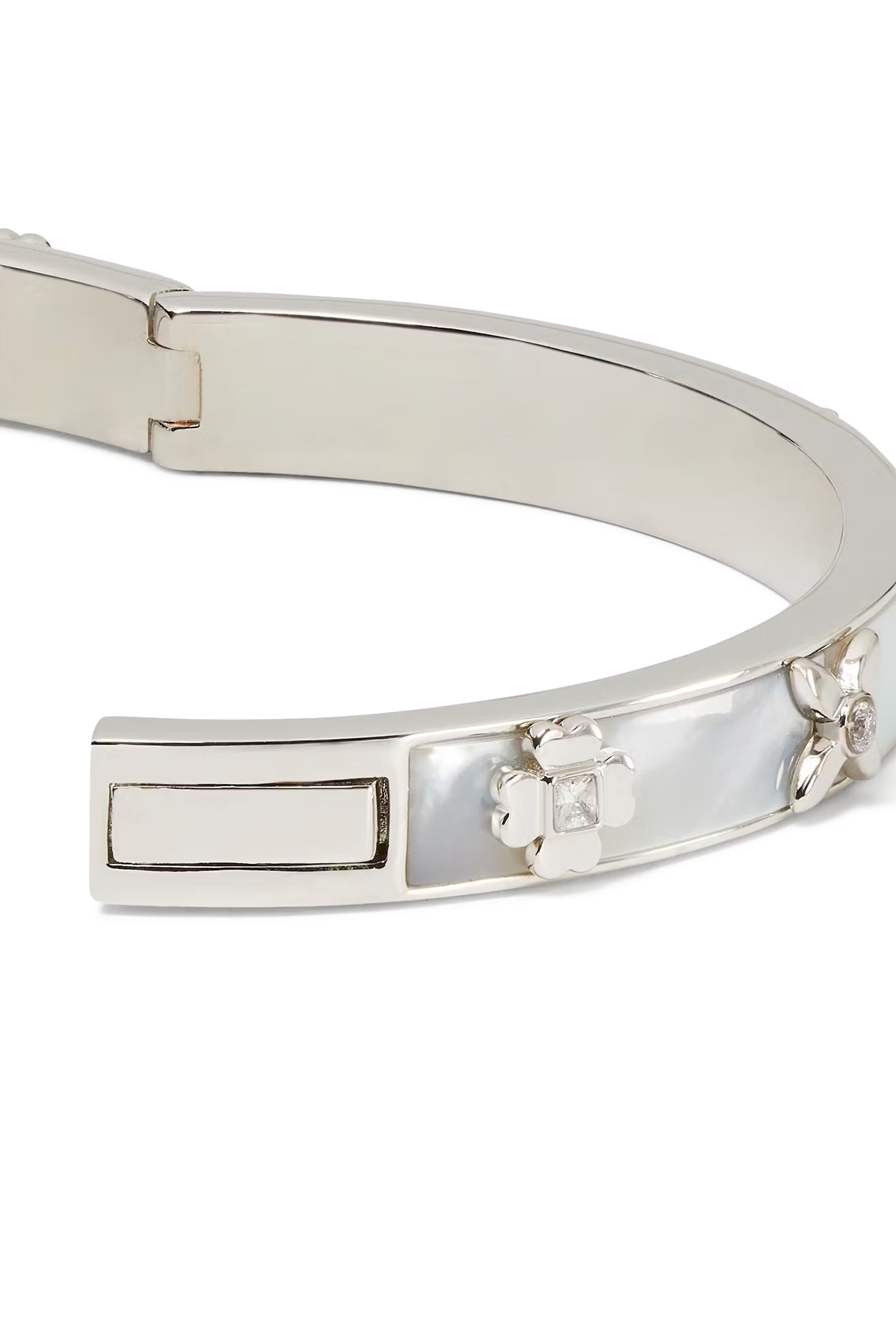 Heritage Bloom Hinged Bangle, Plated Metal & Mother-of-Pearl