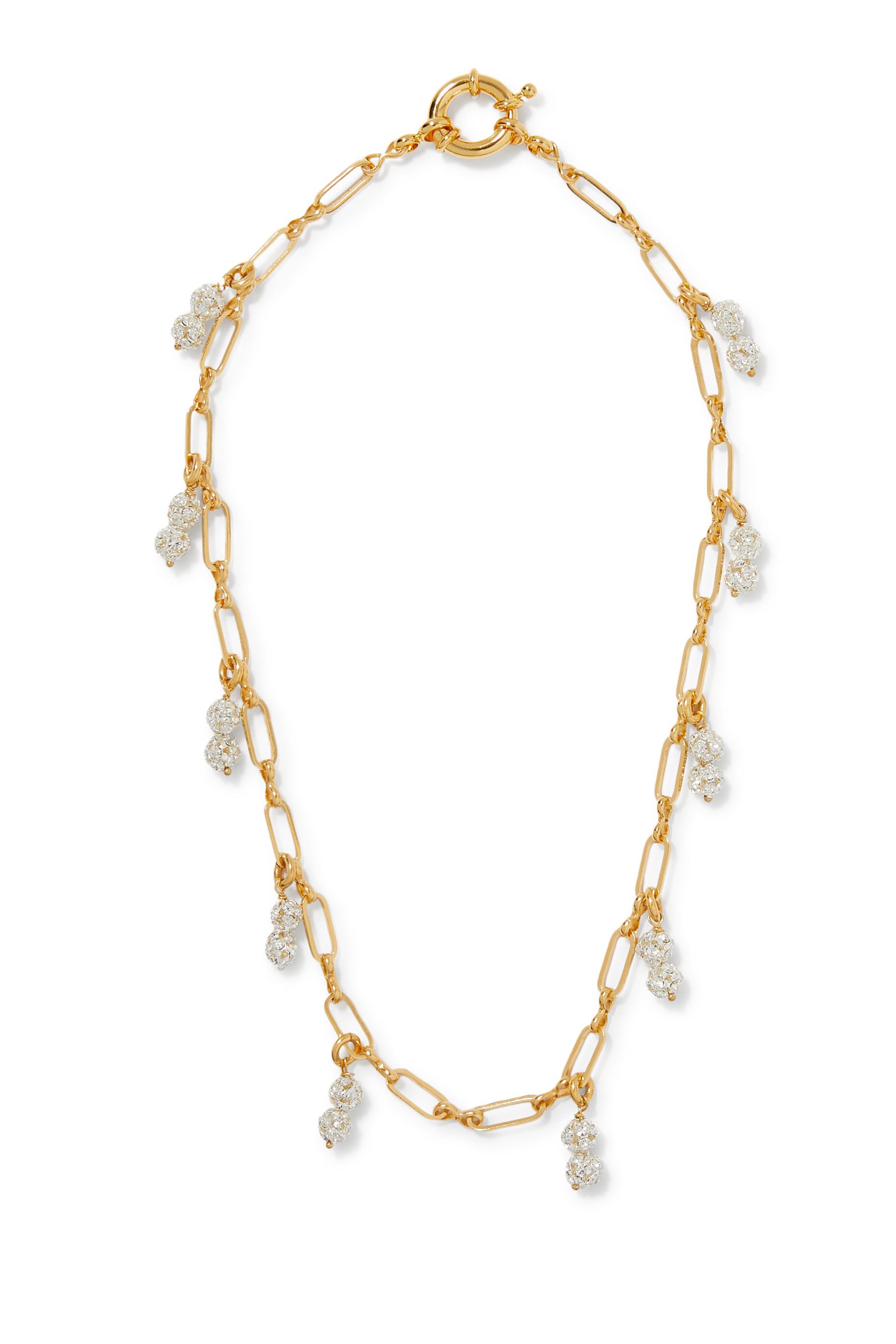Crystal Charms Necklace, 24k Gold-Plated Brass