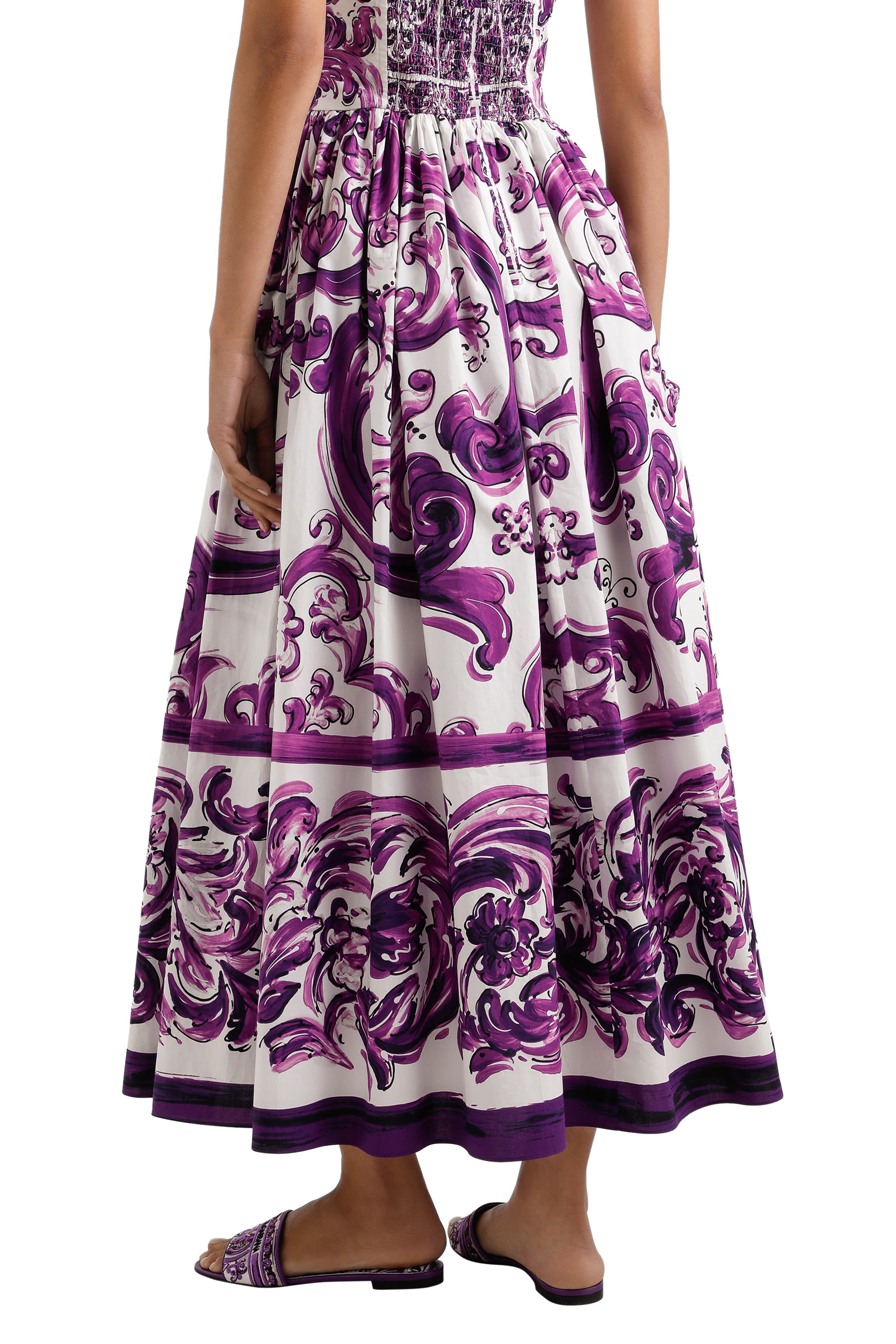 Majolica Print Long Poplin Dress