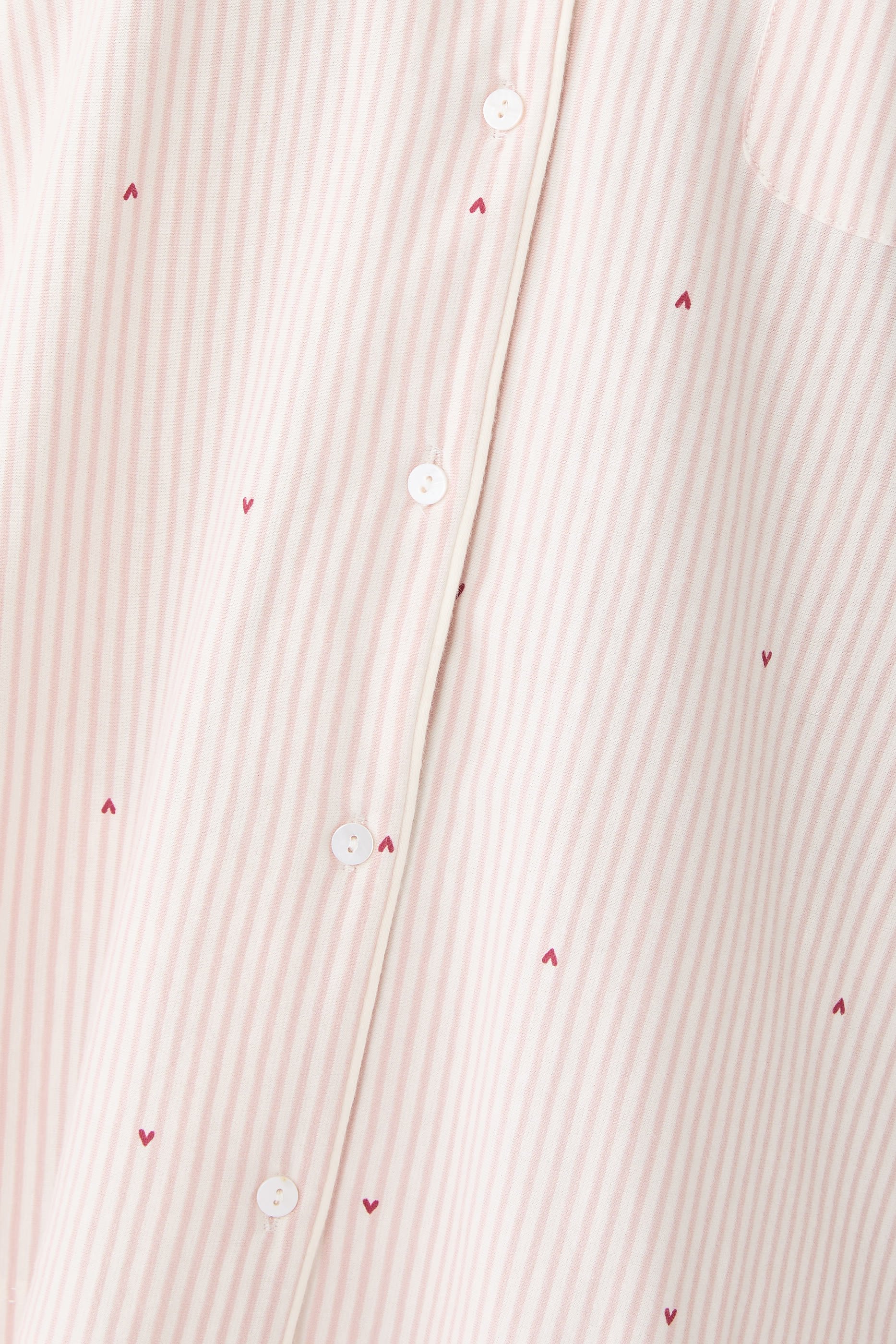 Brushed Organic Cotton Heart Stripe Classic Pajama Set