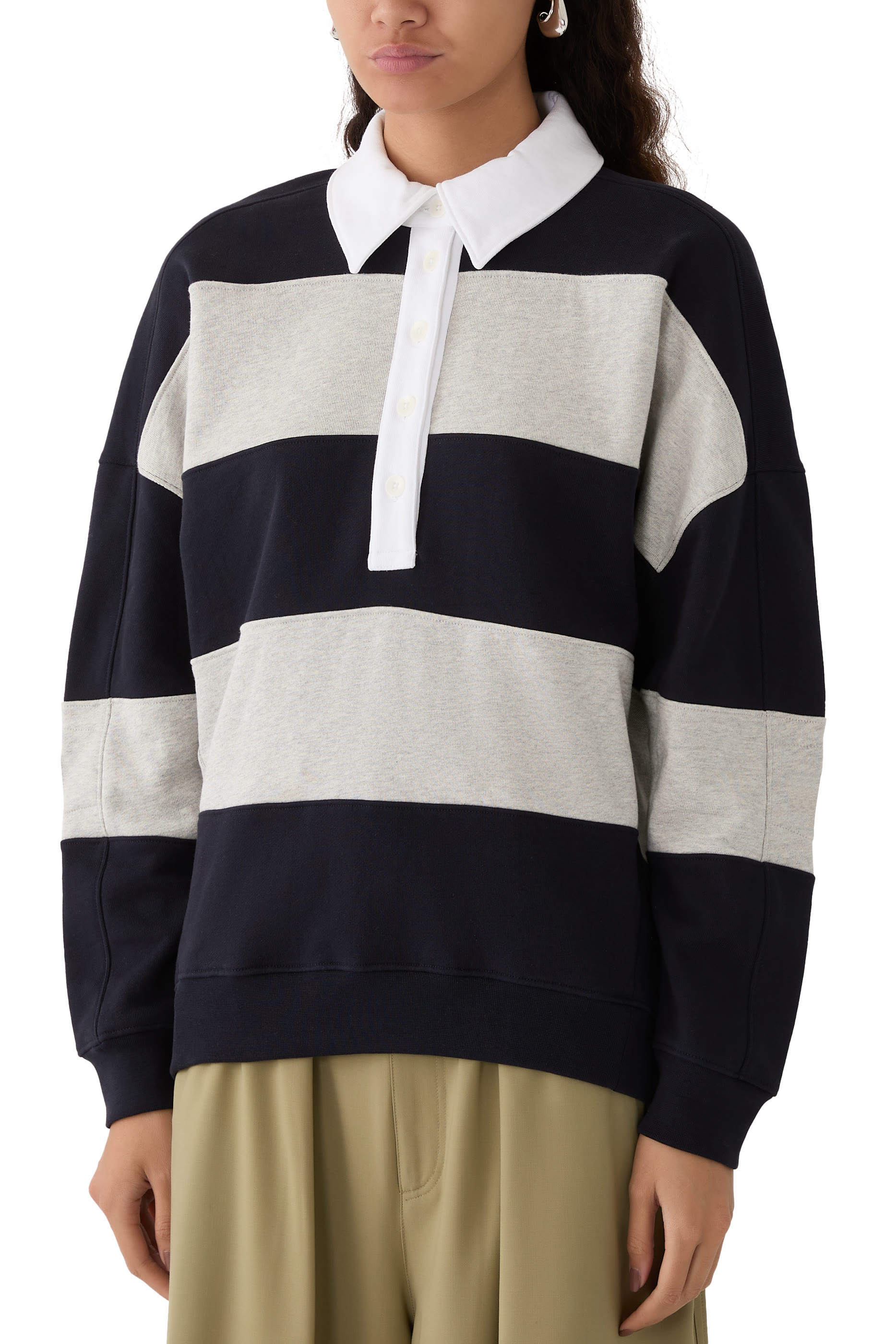 Polo Collar Cocoon Sweatshirt