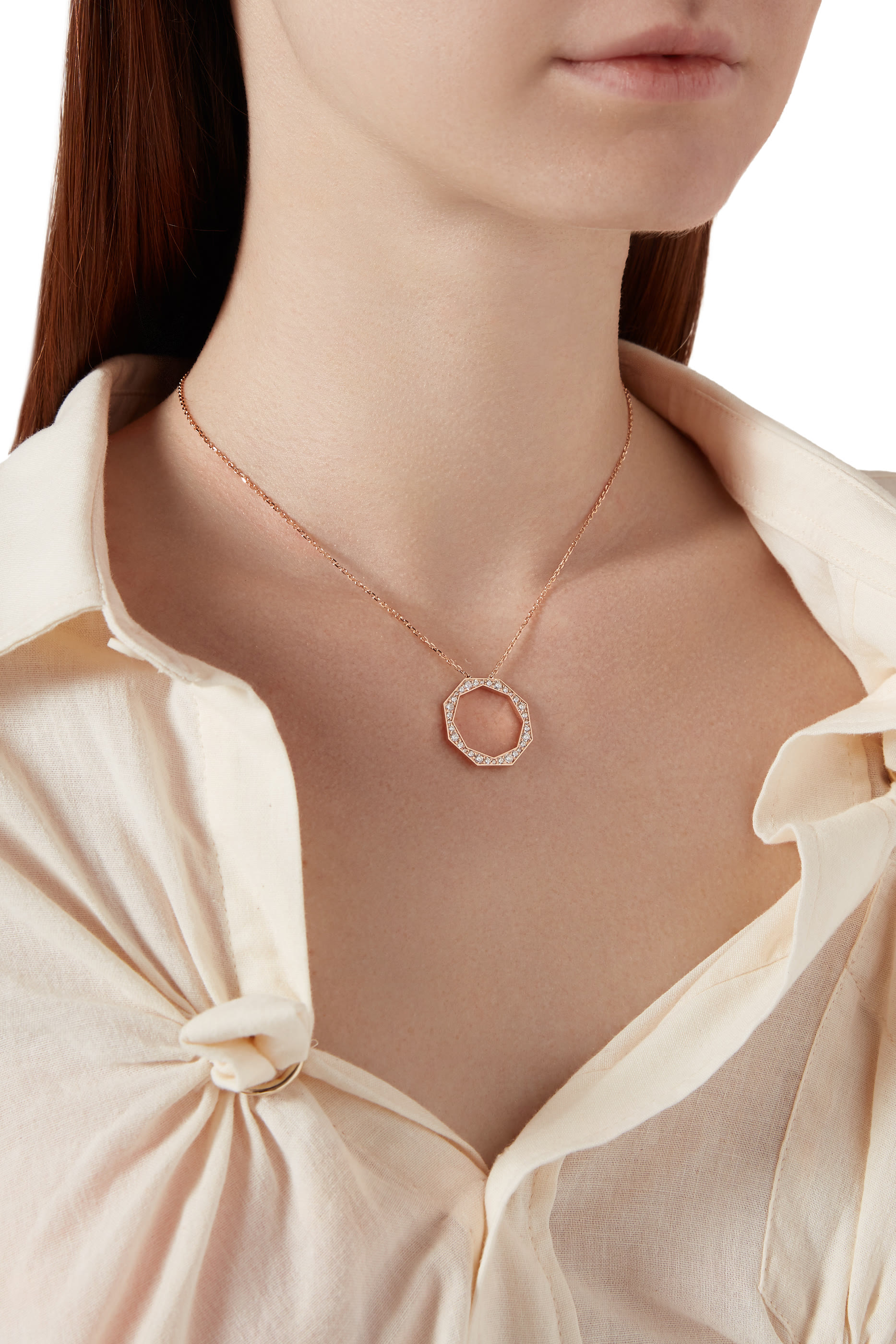 Birwaz Turath Large Necklace, 18k Rose Gold & Diamonds