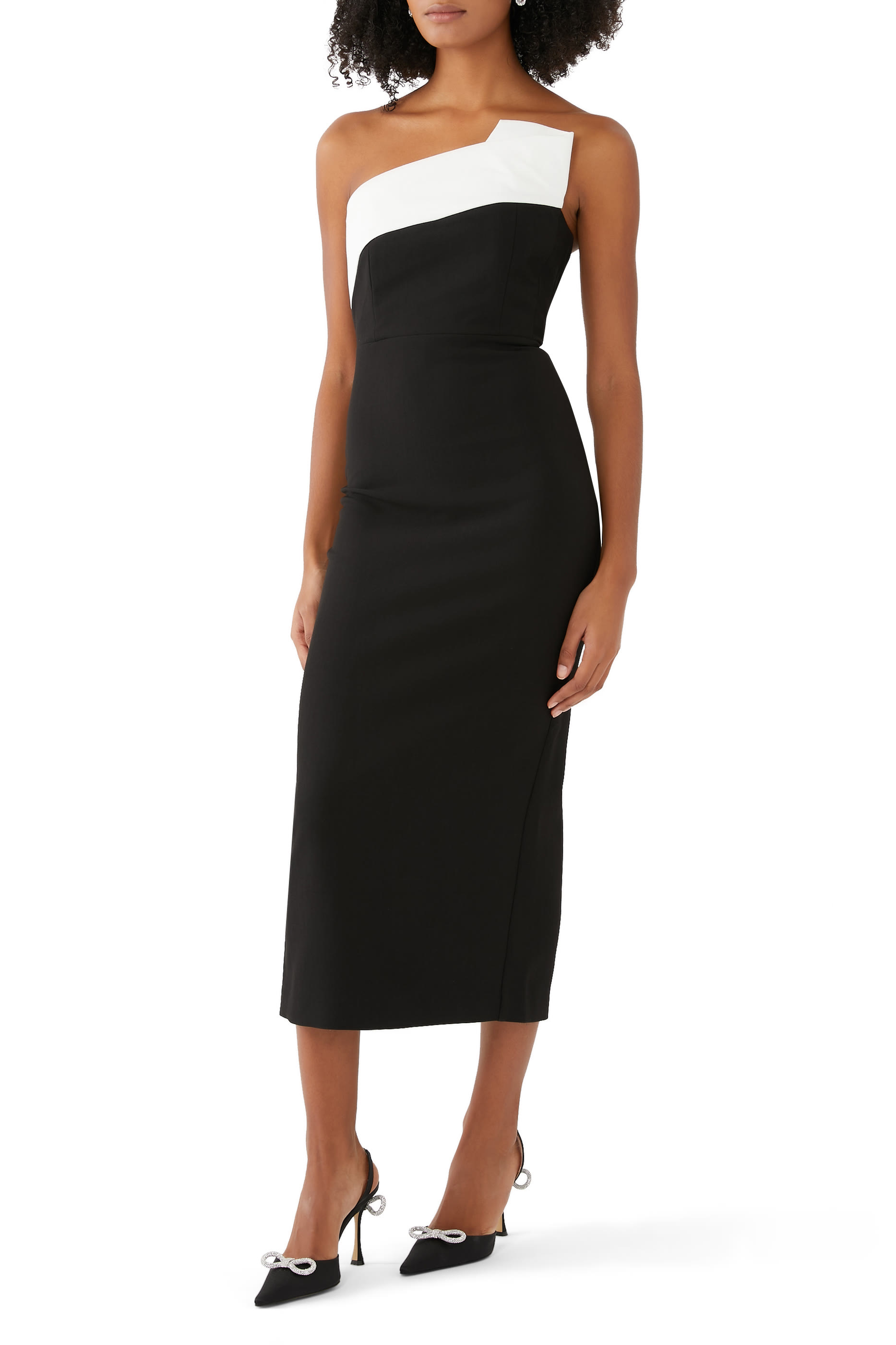 Strapless Crepe Midi Dress