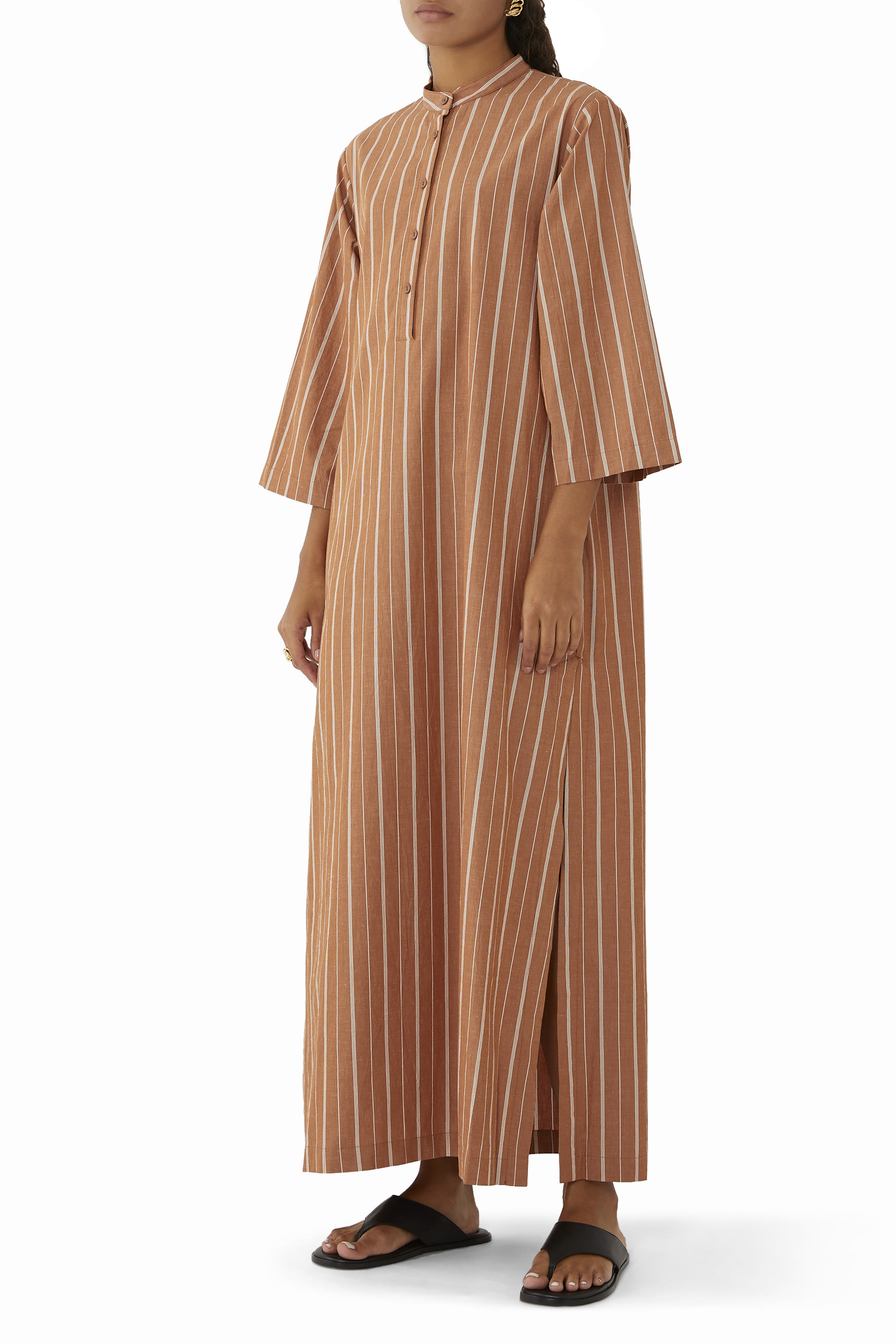 Relaxed Stripe Djellaba Maxi Dress