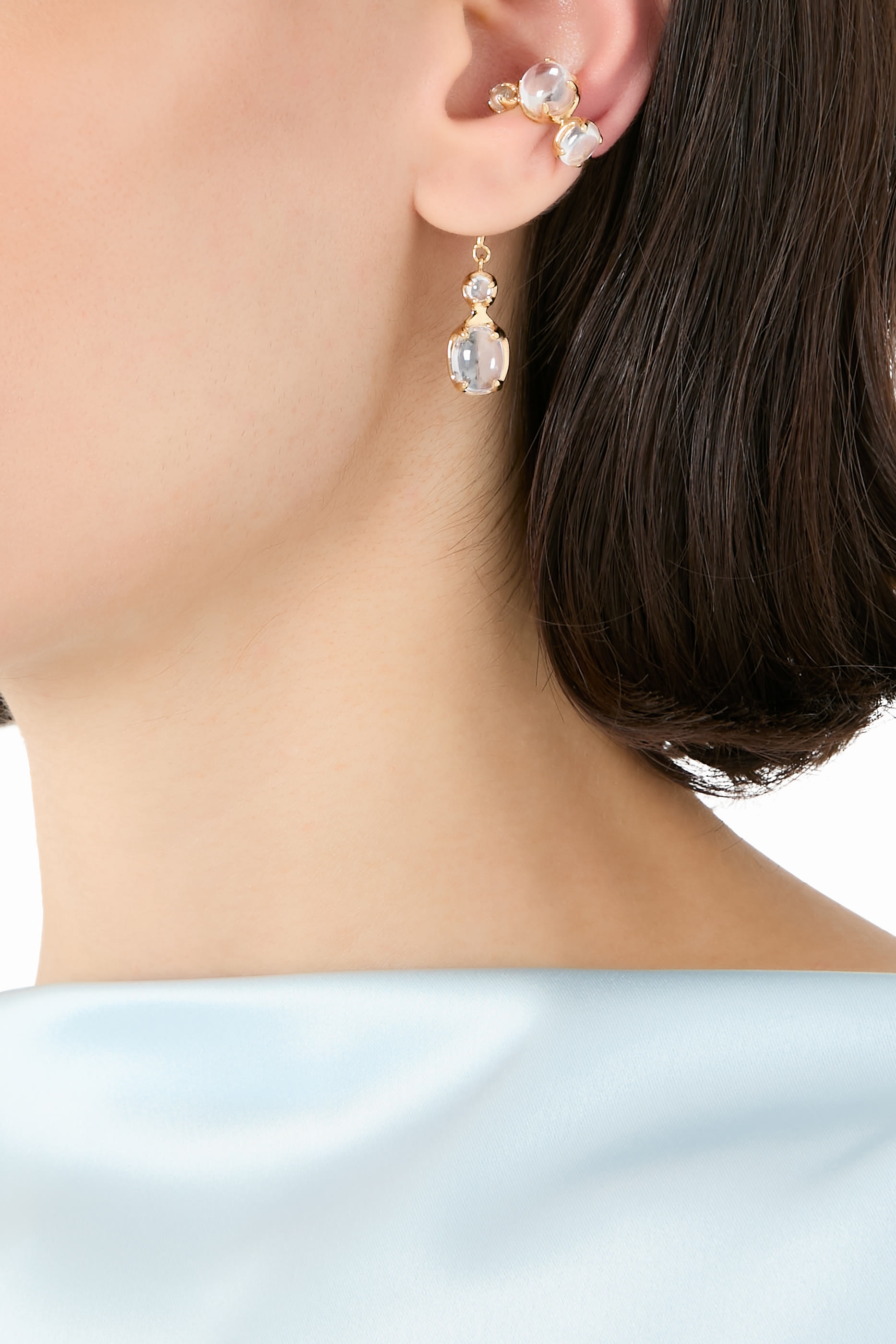 Clear Drip Single Ear Cuff in Gold Vermeil, 925 Sterling Silver & Zirconias