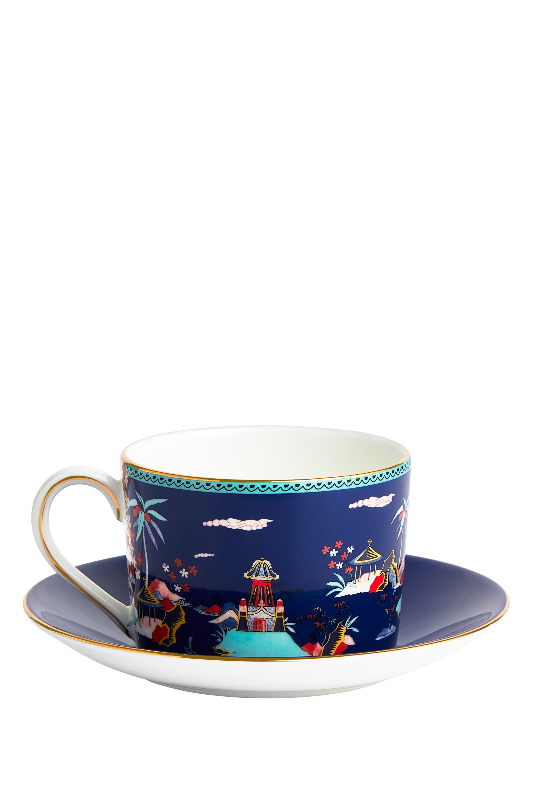 Wonderlust Blue Pagoda Teacup & Saucer