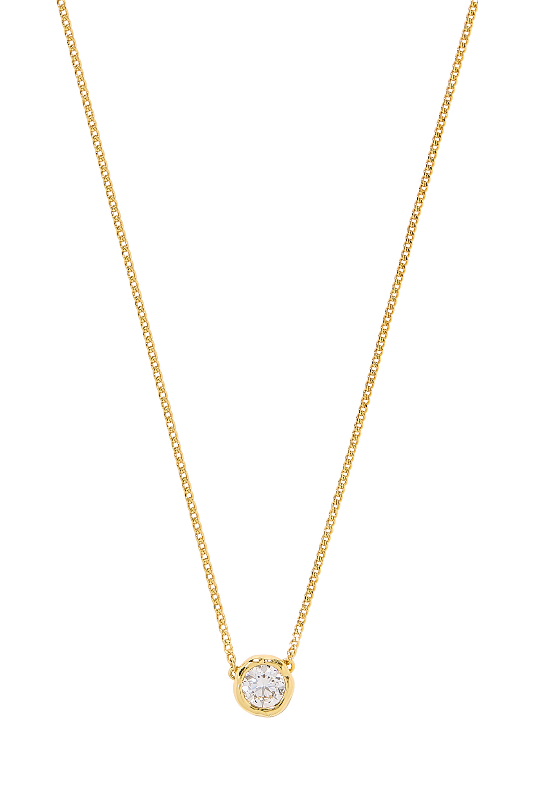 Asterales Solitaire Necklace, 14k Gold Plated Brass & Cubic Zirconia