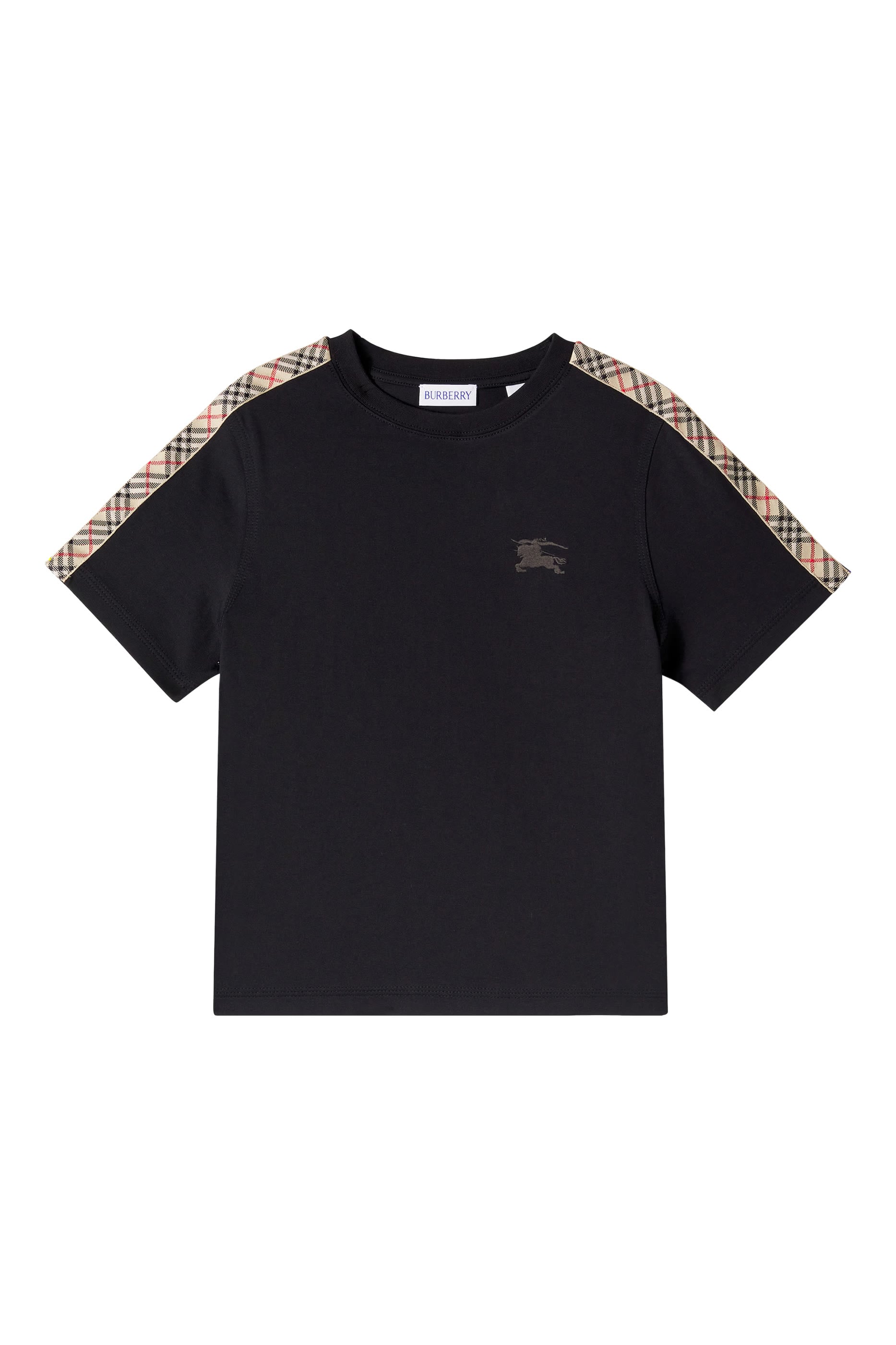 Kids Check Trim Cotton T-shirt 