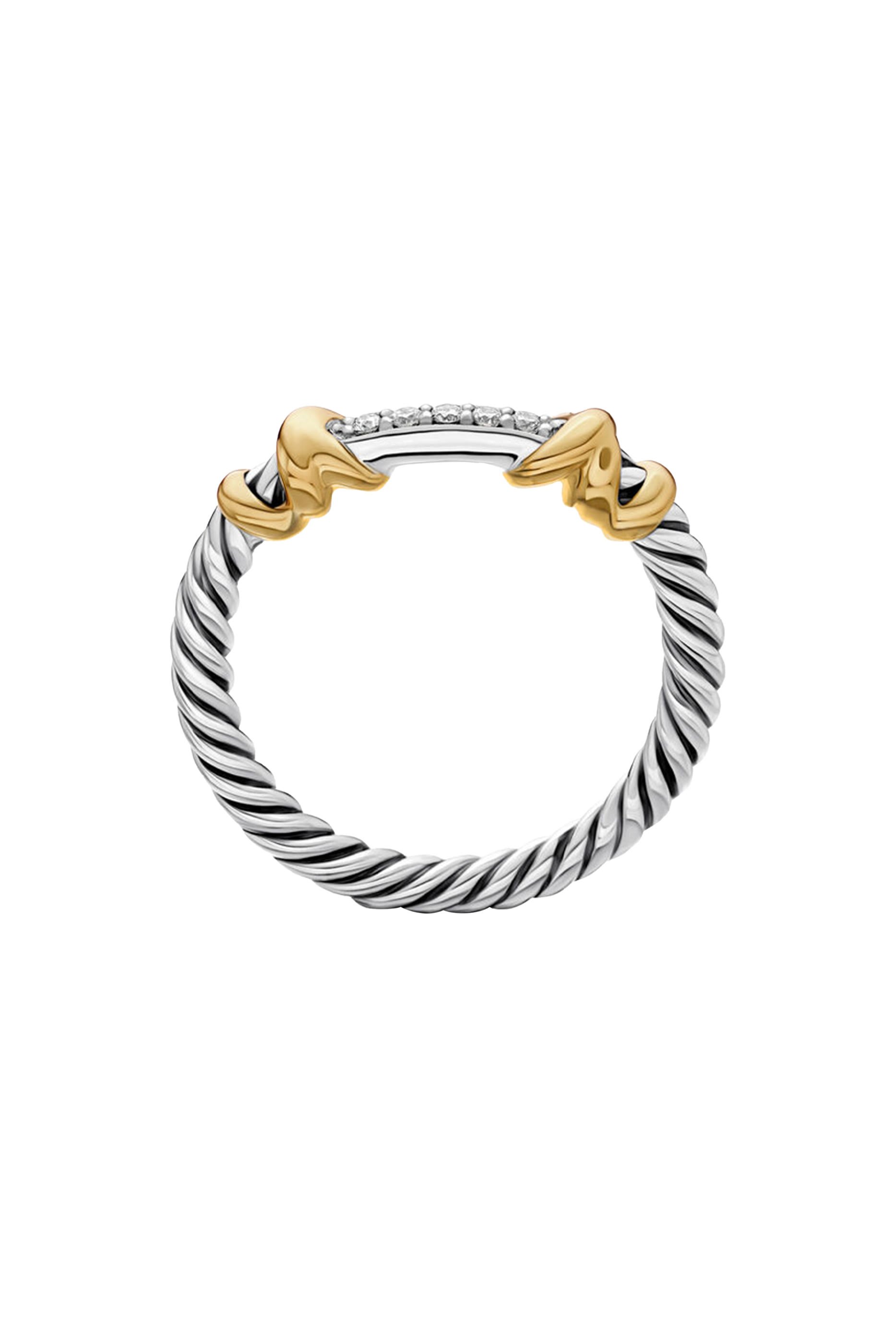 Petite Helena Wrap Band, Sterling Silver with 18K Yellow Gold and Diamonds