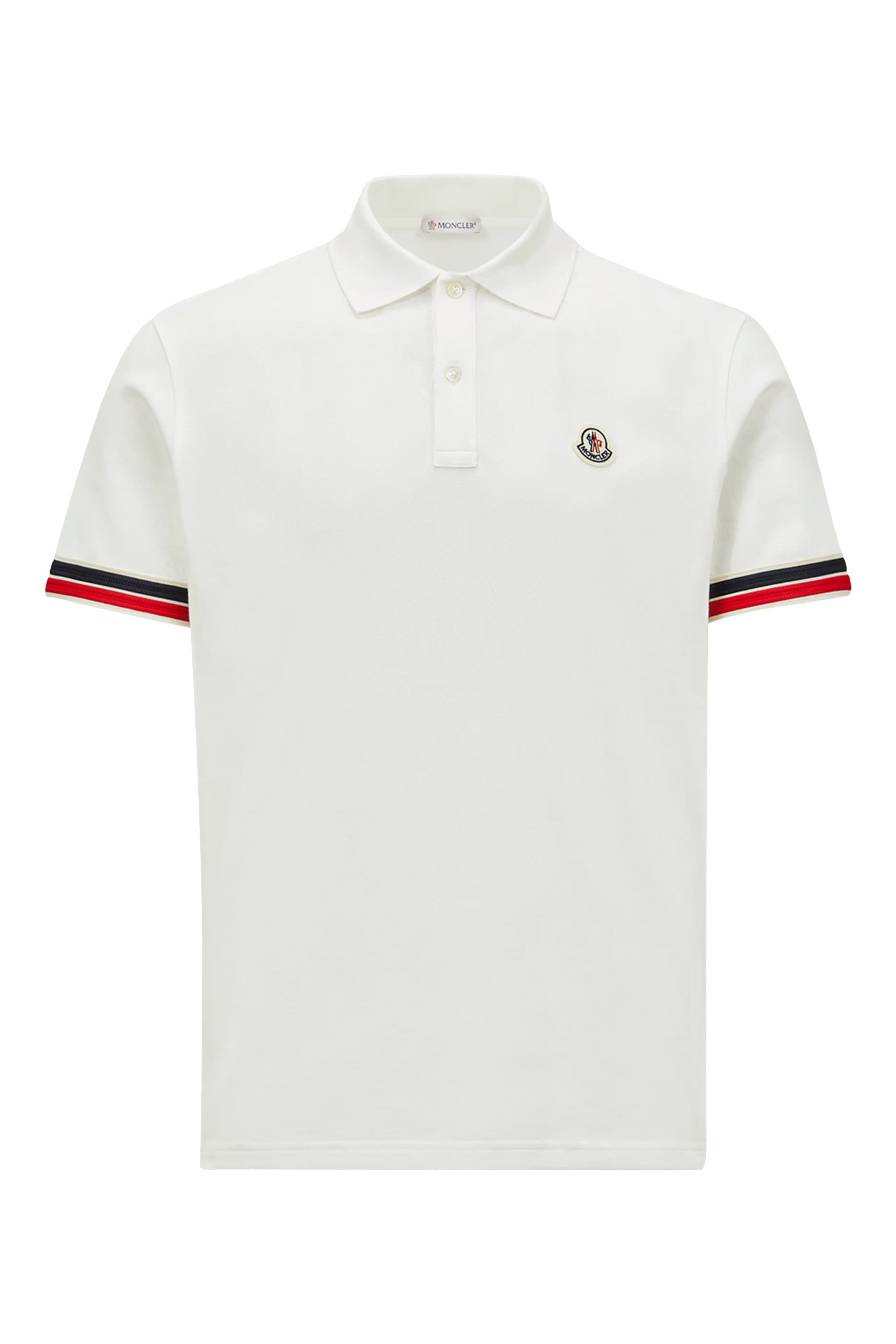 Striped Trim Cotton Piquet Polo Shirt
