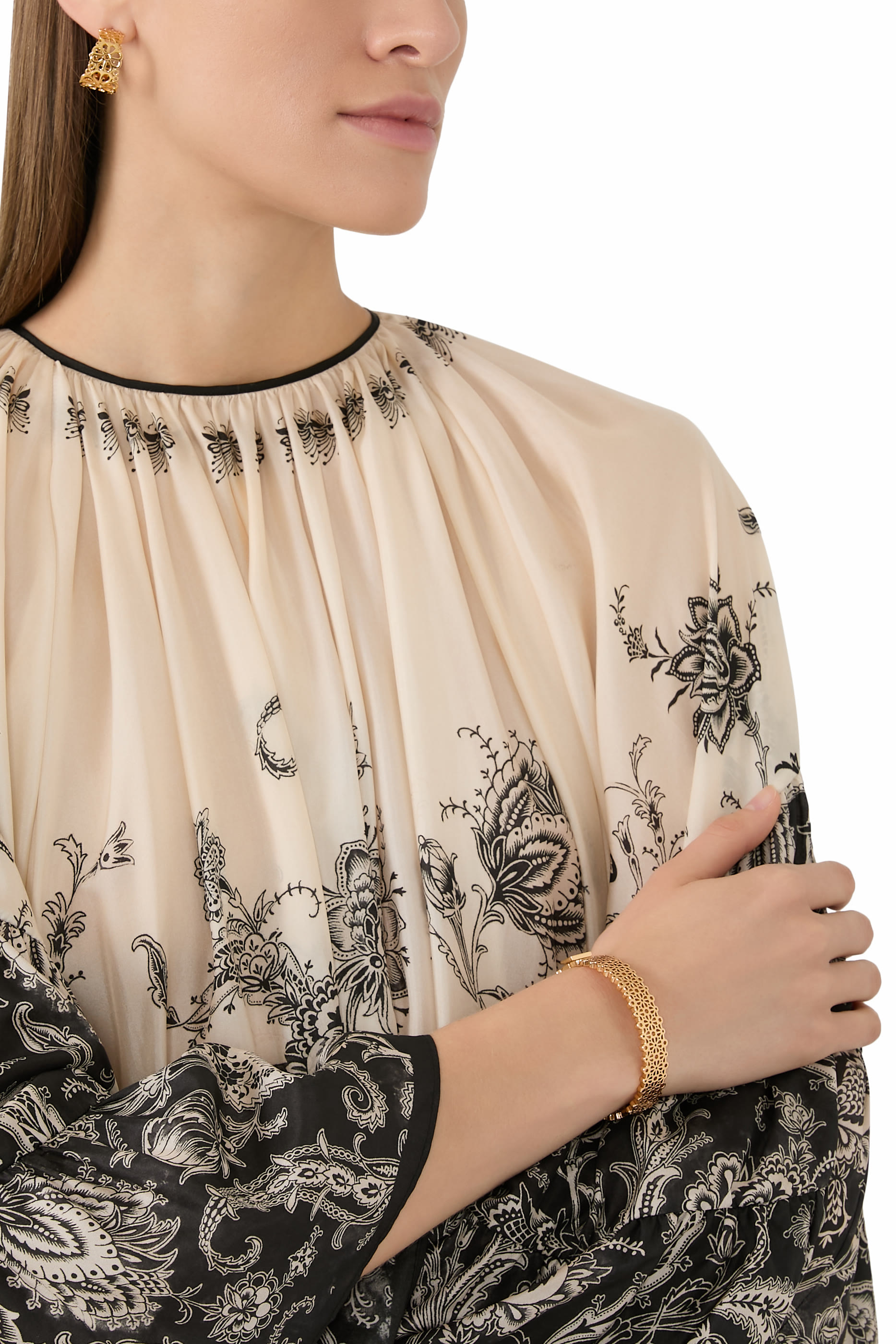 Spade Flower Lace Hoops, Plated Metal & Steel