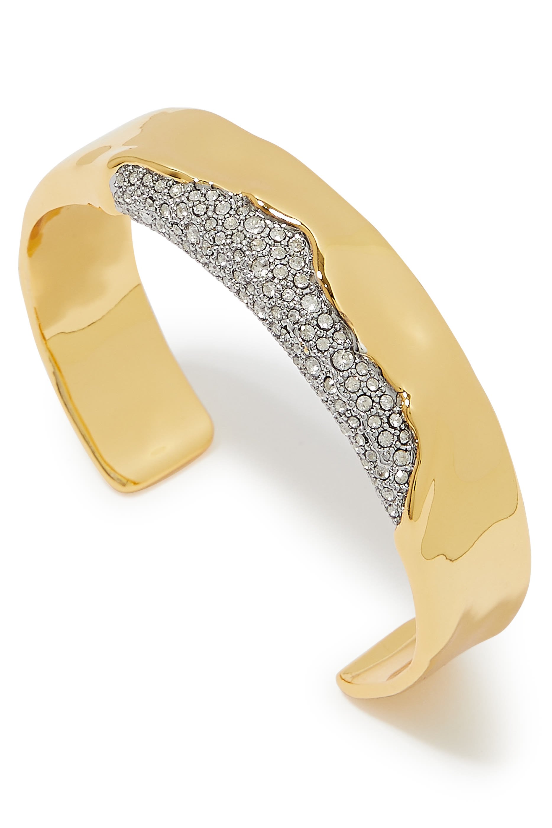 Solanales Cuff Bracelet, 14k Gold Plated Brass & Crystal