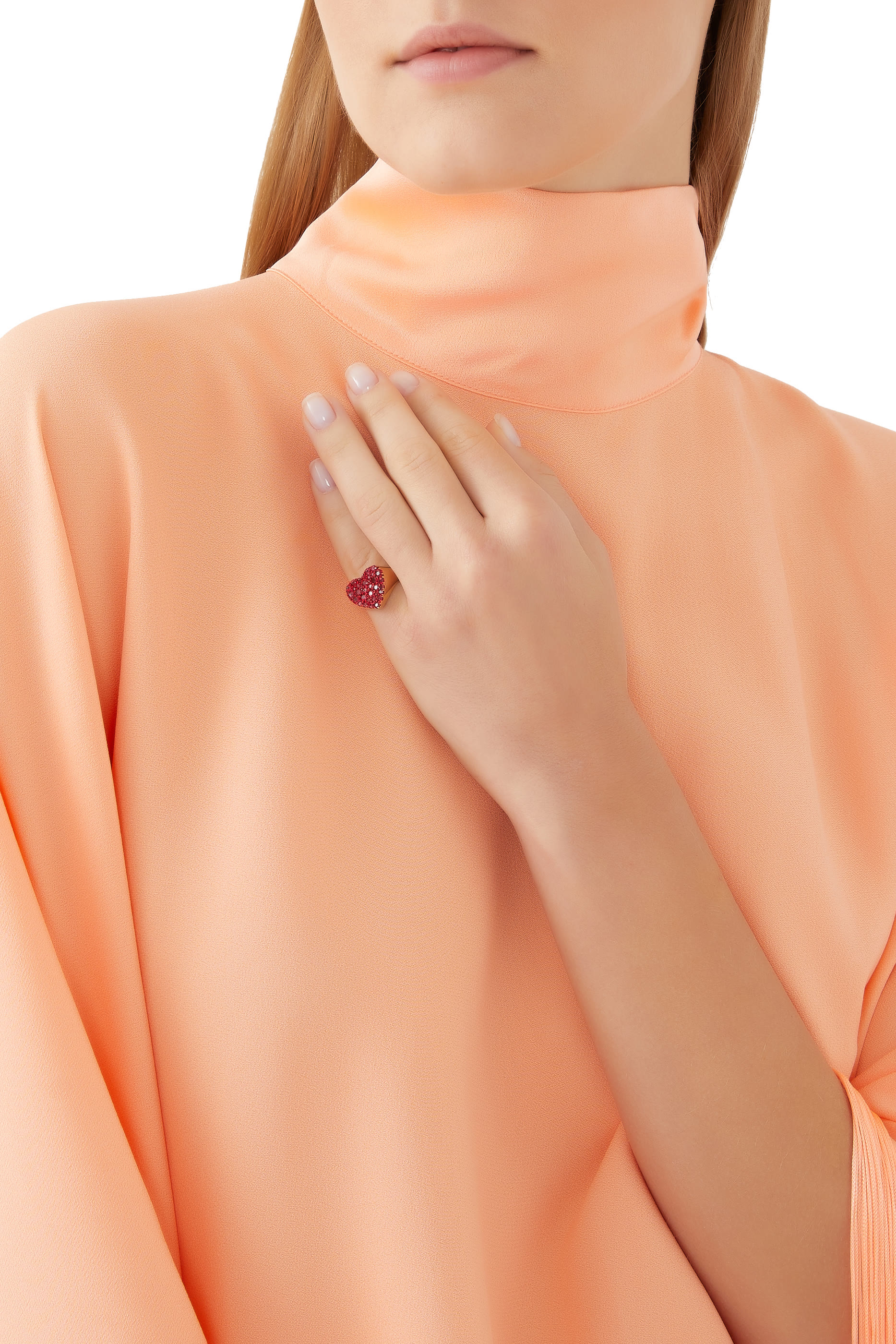 Gold Ruby Heart Ring, 18k Gold & Rubies