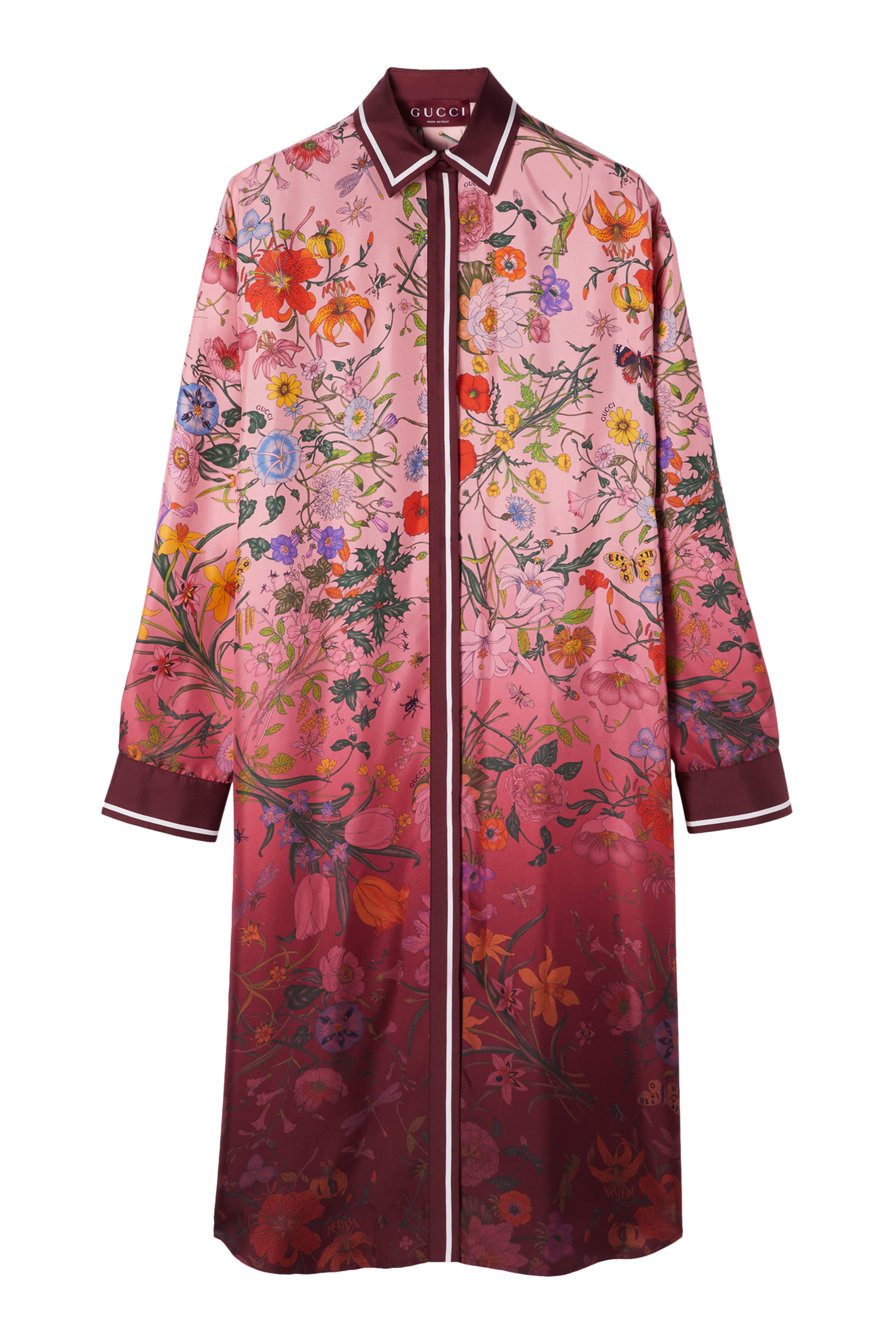 Printed Silk Twill Shirt Dress