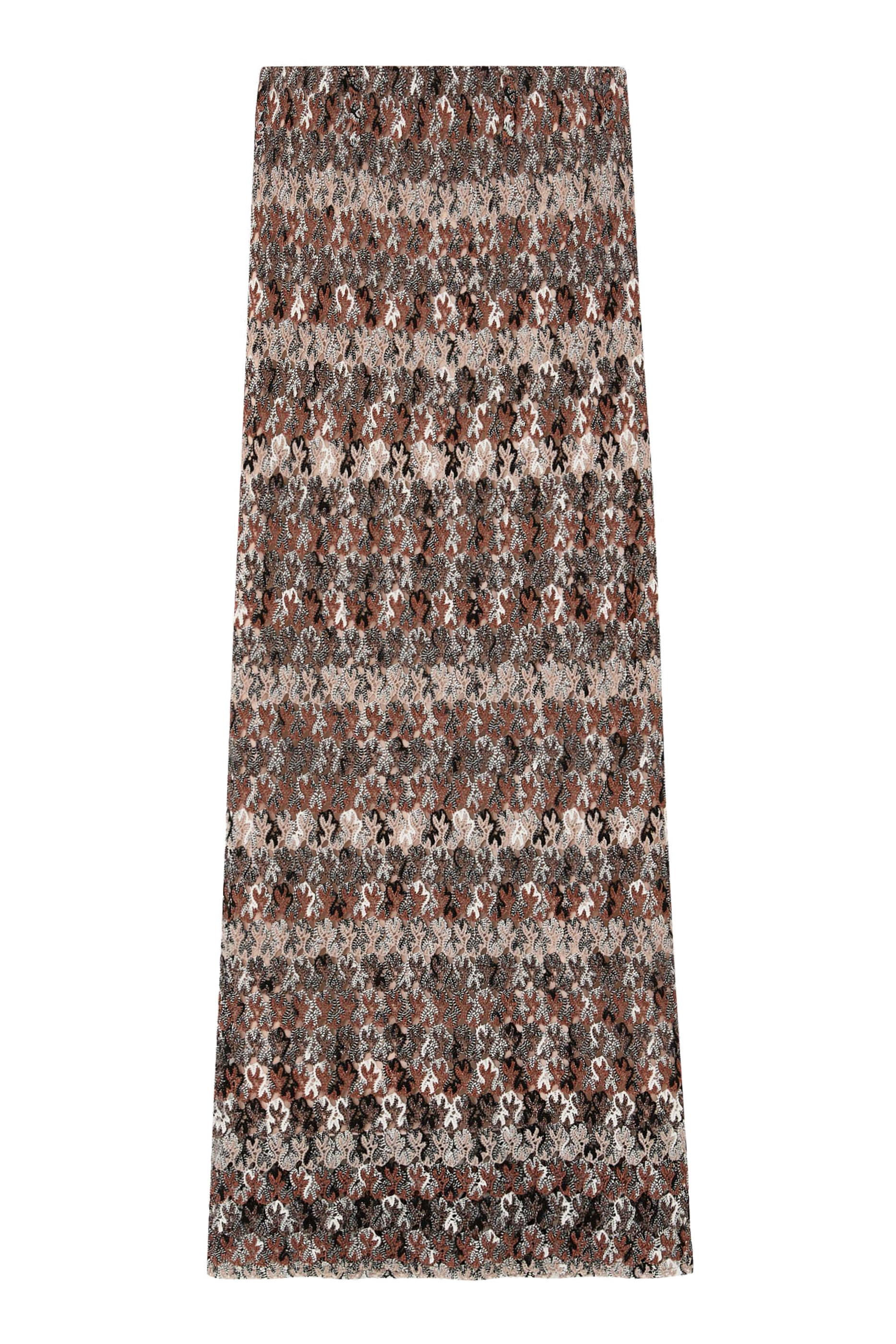 Striped Lace Raschel Lurex Long Skirt