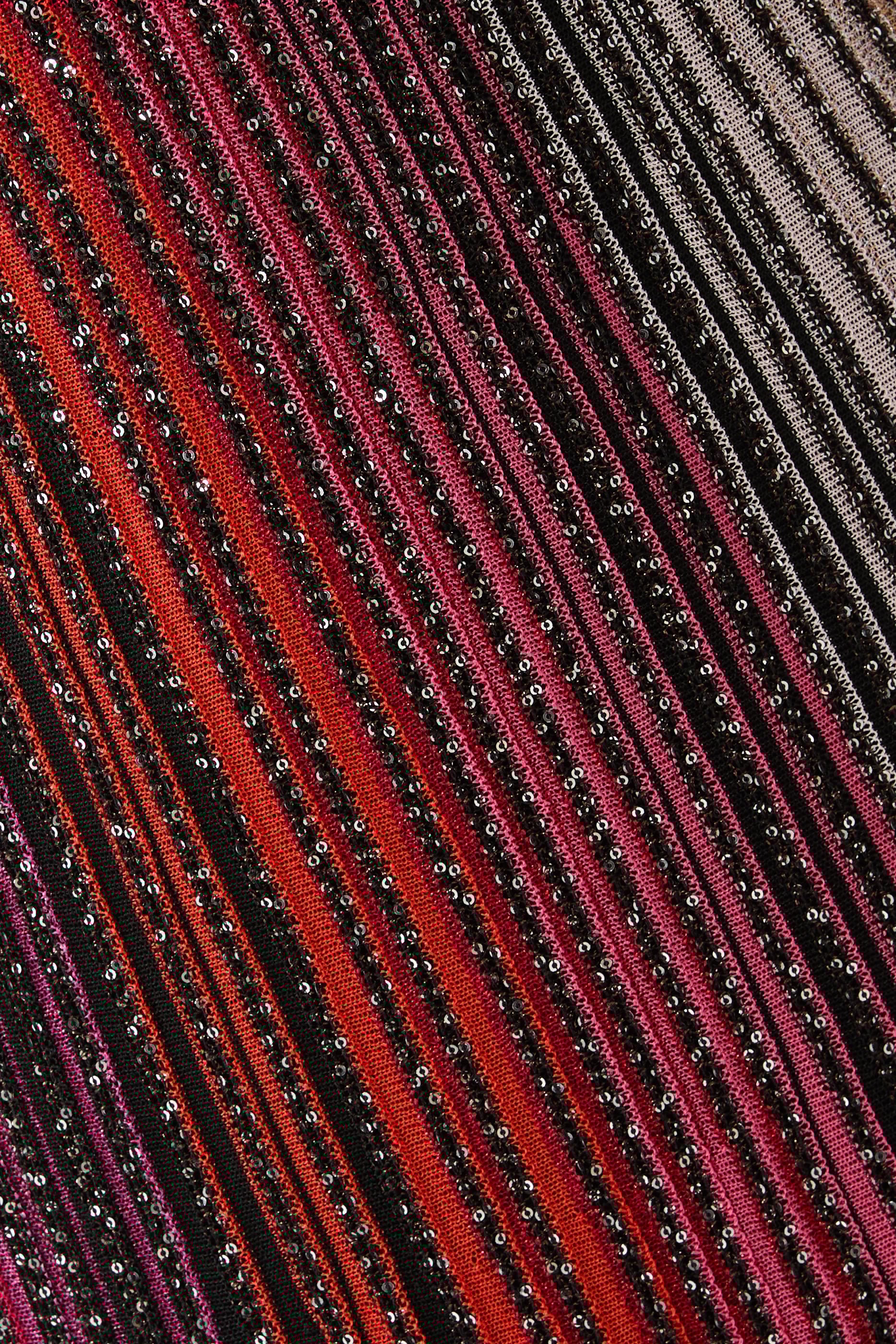 Long Striped Dress with Sequins and Neck Fastening