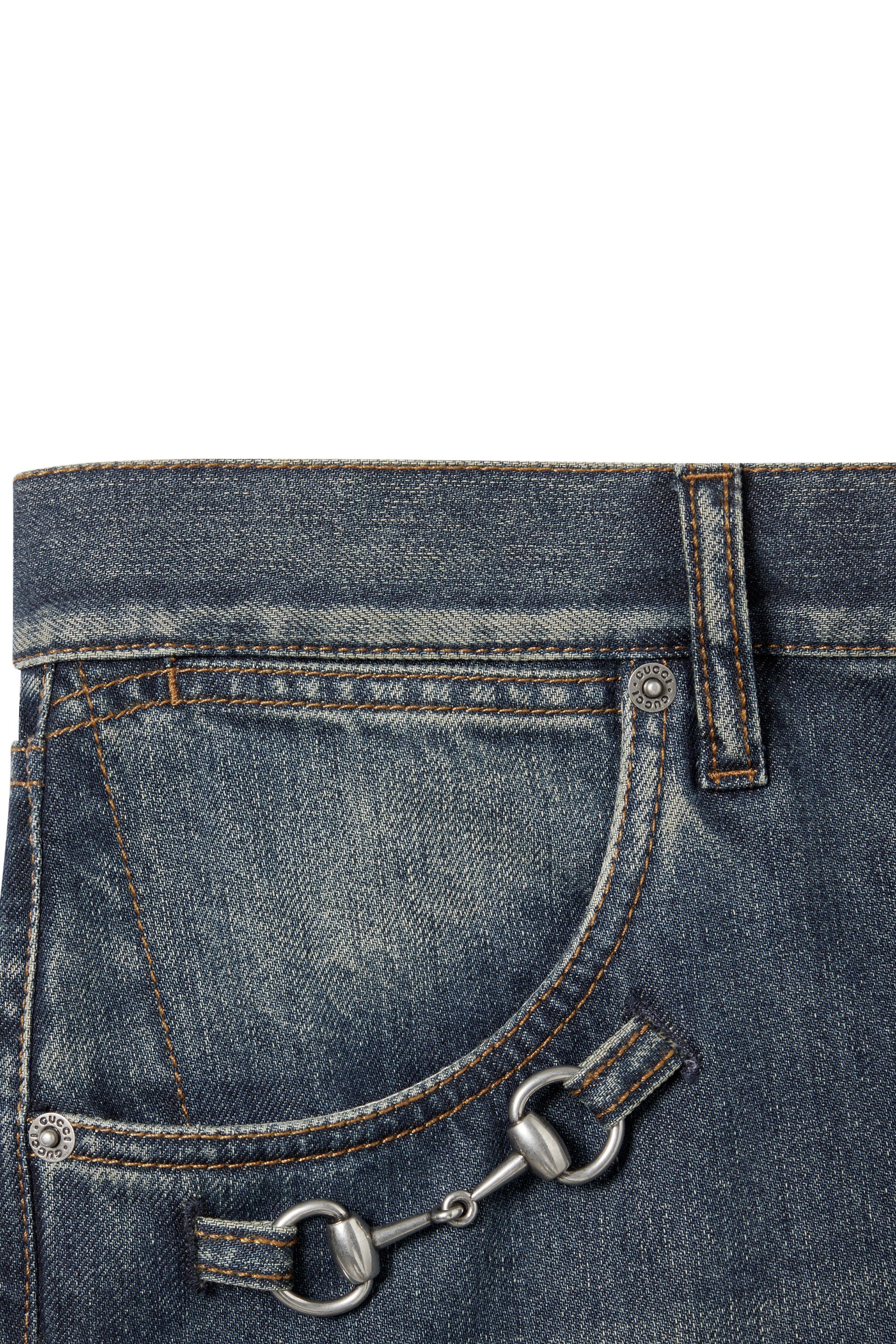 Horsebit Detail Denim Pants