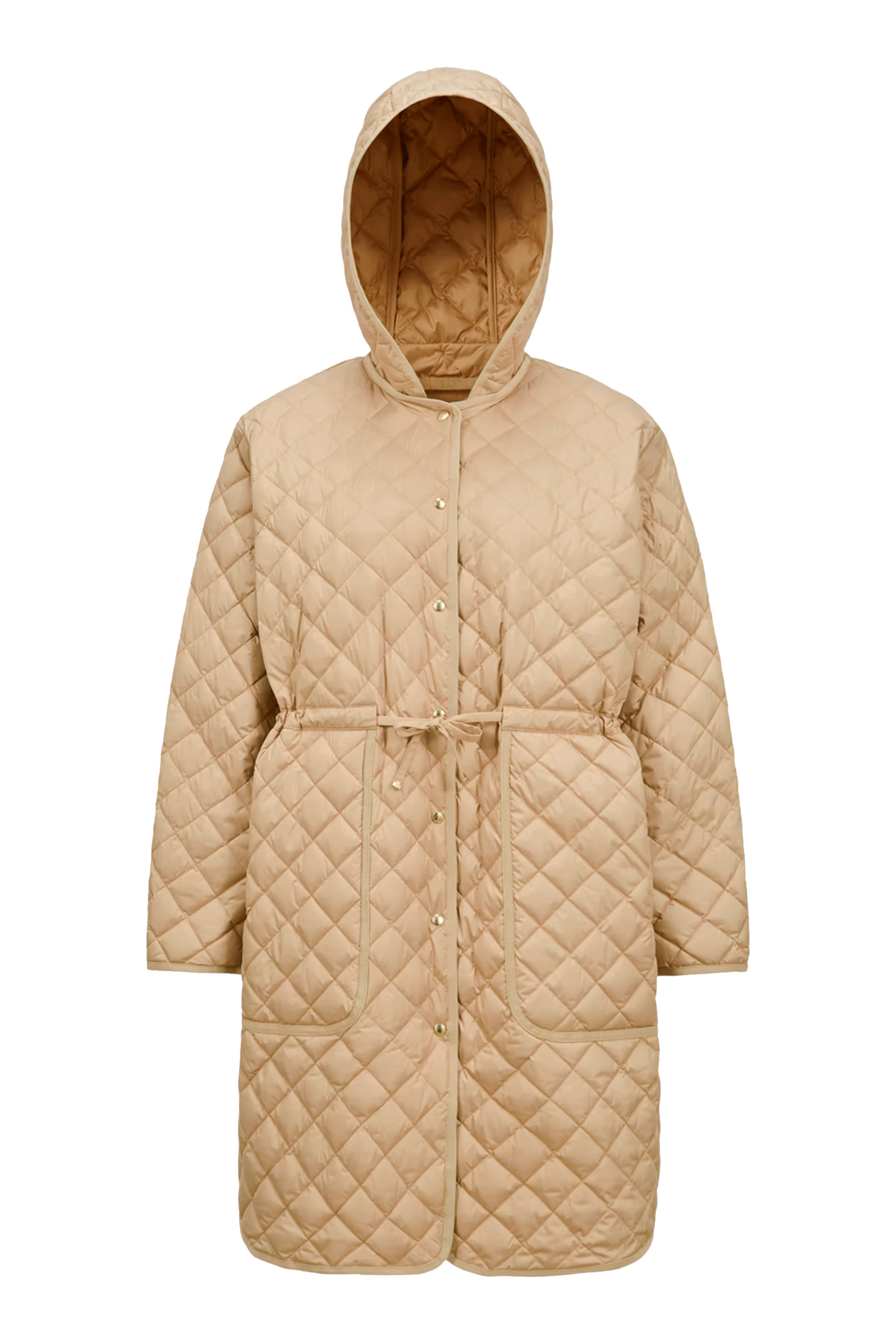 Etelan Hooded Diamond-Quilted Long Down Jacket