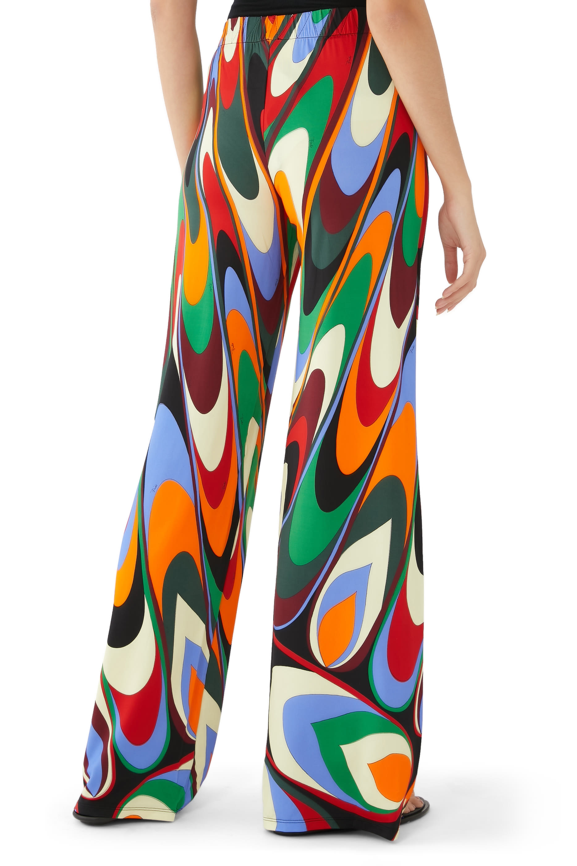 Printed Satin Wide-Leg Pants