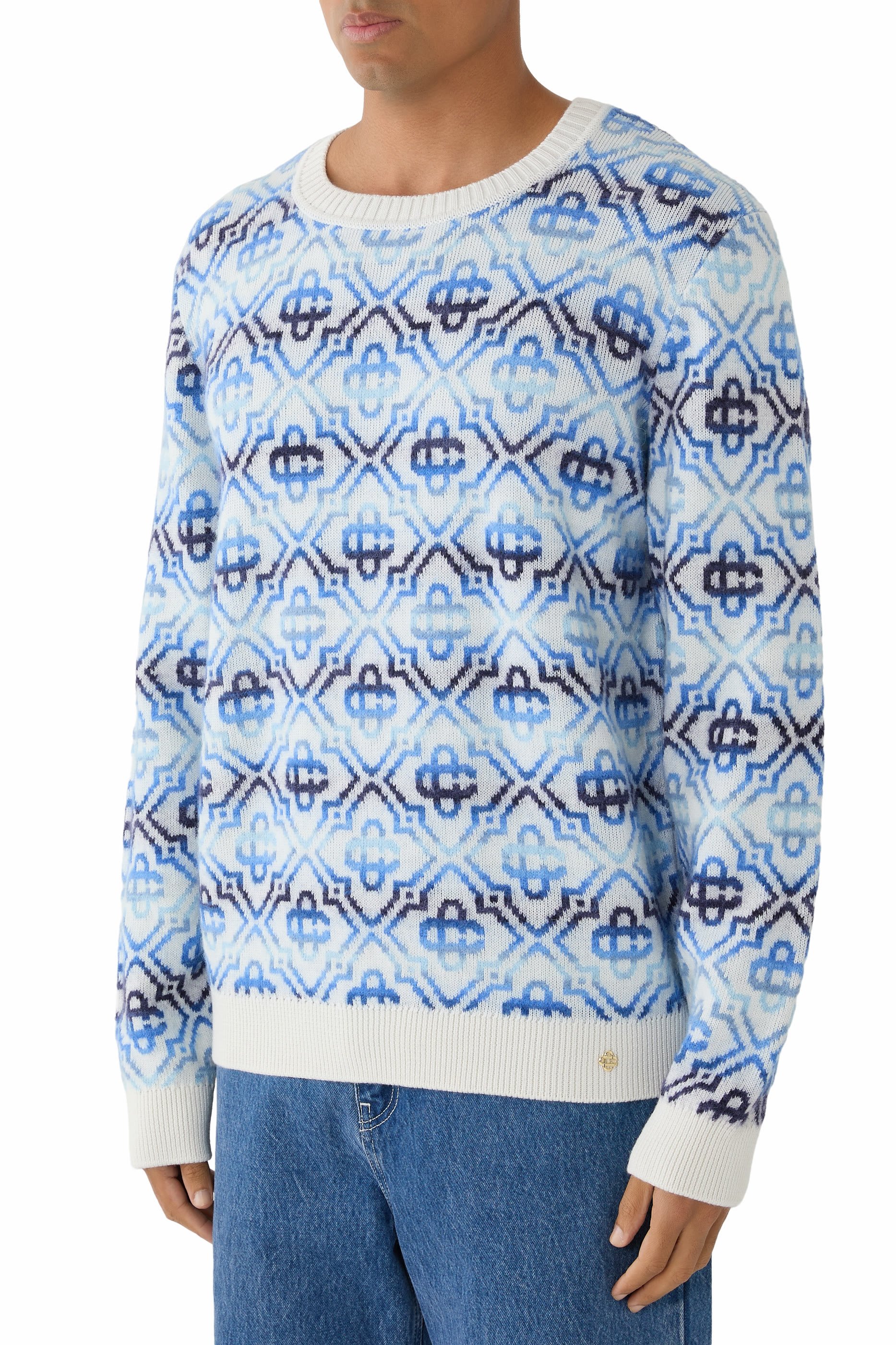 Space Dye Monogram Crewneck Sweater 