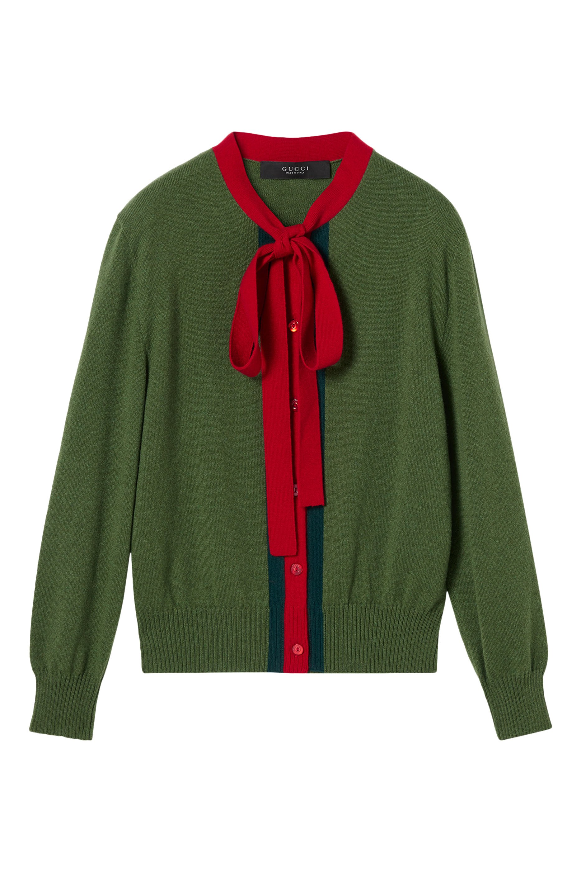  Knit Wool-Cashmere Cardigan with Web 