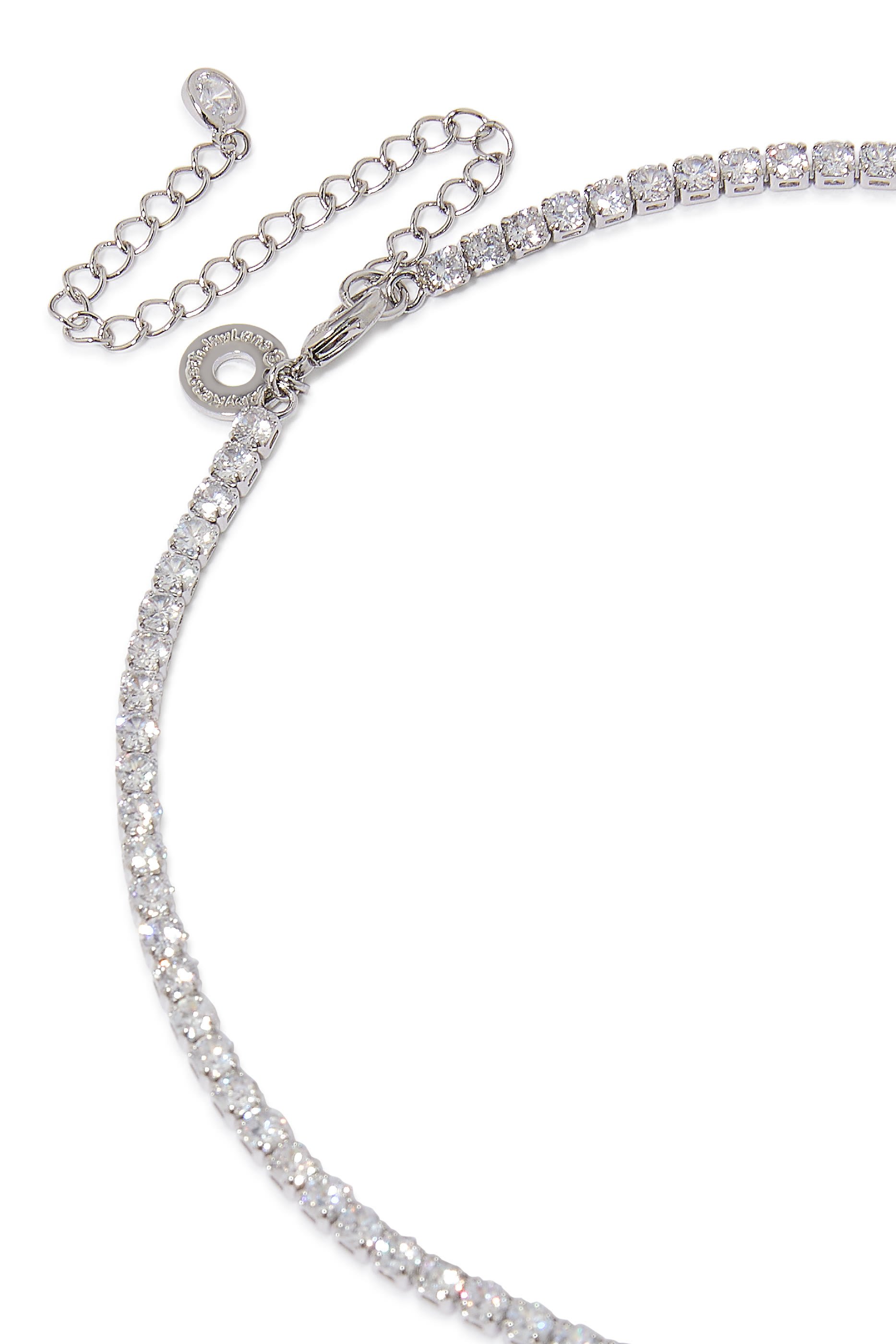 Knot Tennis Necklace, Rhodium Plated Brass &  Cubic Zirconia