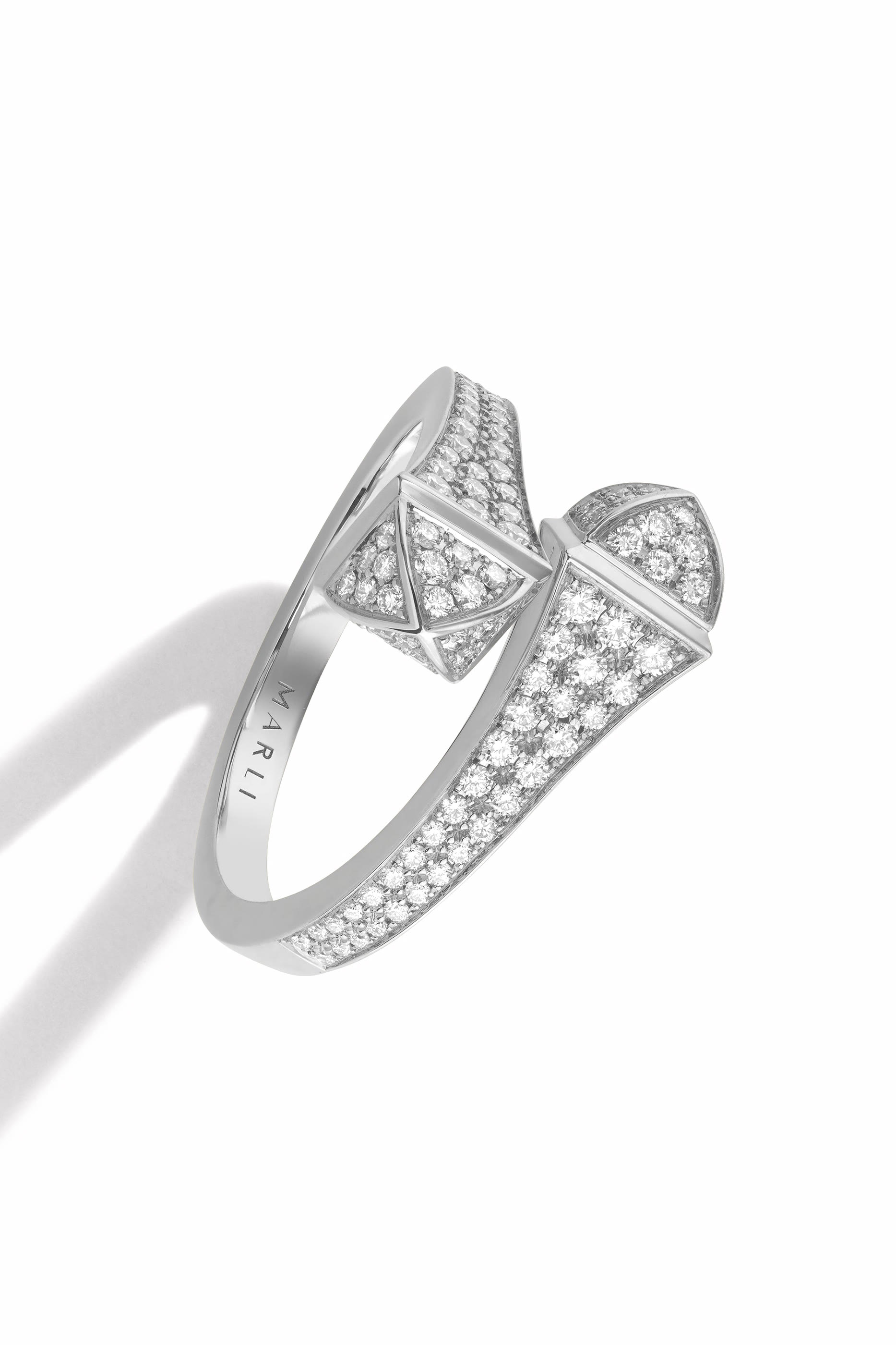 Cleo Midi Slim Ring, 18k White Gold & Diamond