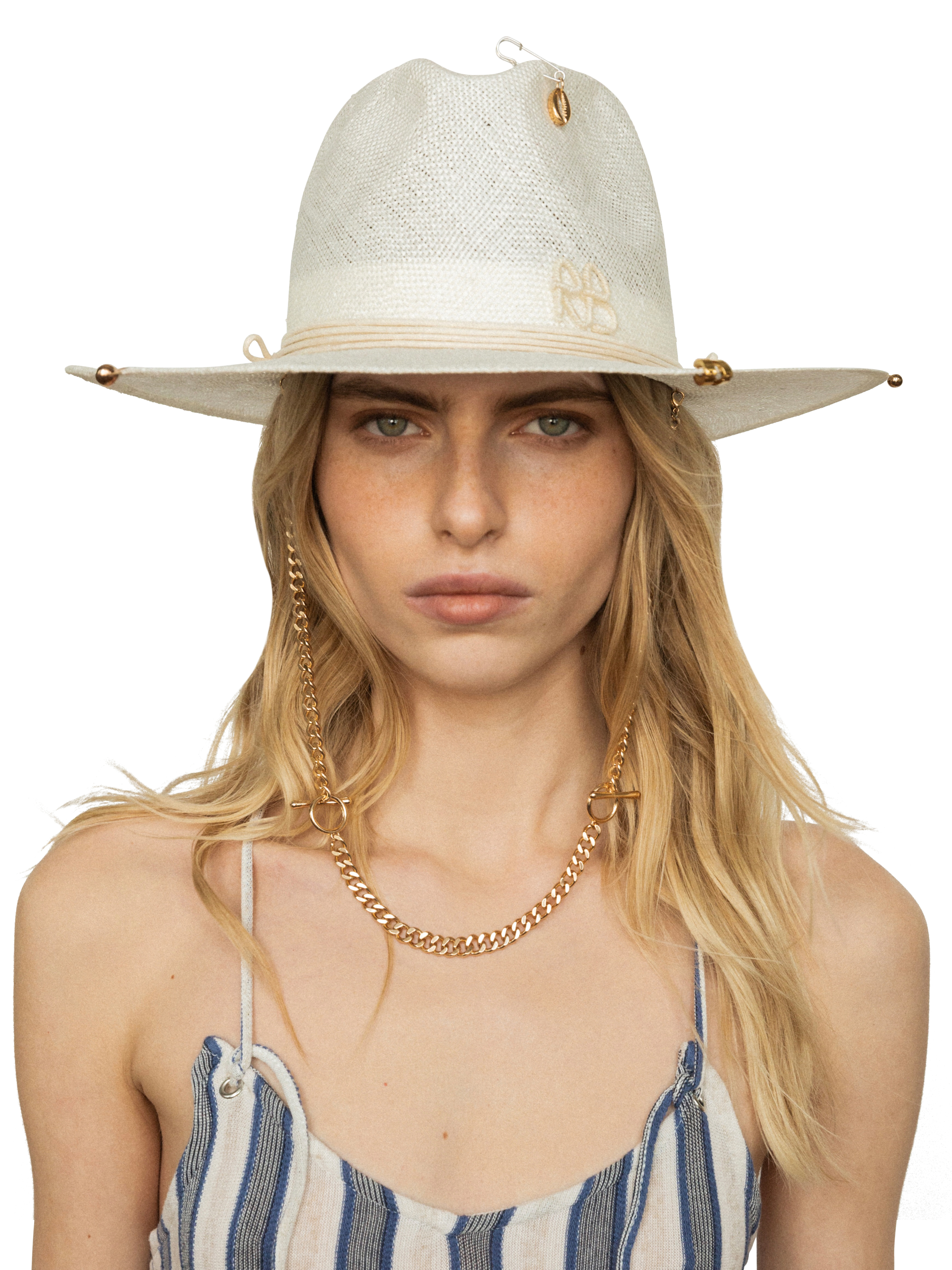 Pierced Chain Strap Fedora Hat