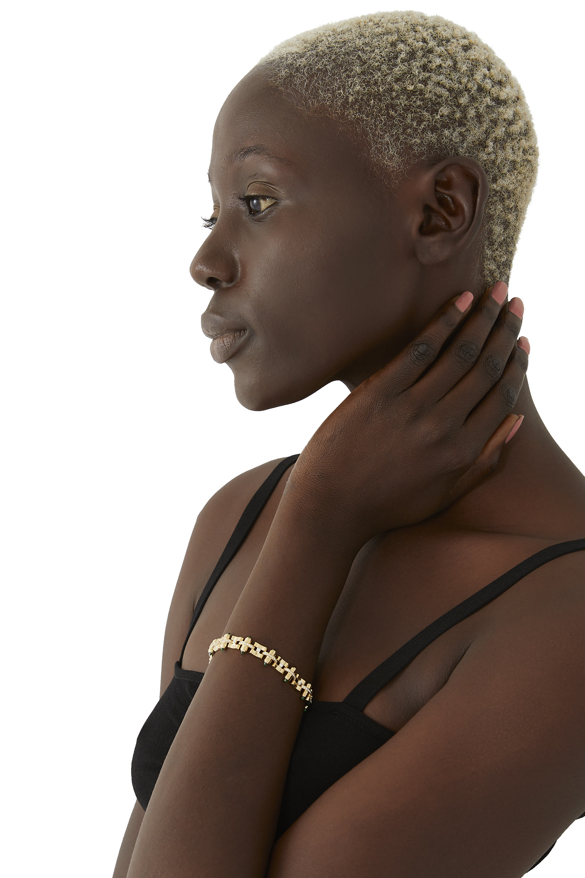 Celeste Link Bracelet, 14k Yellow Gold with Tsavorites & Diamonds