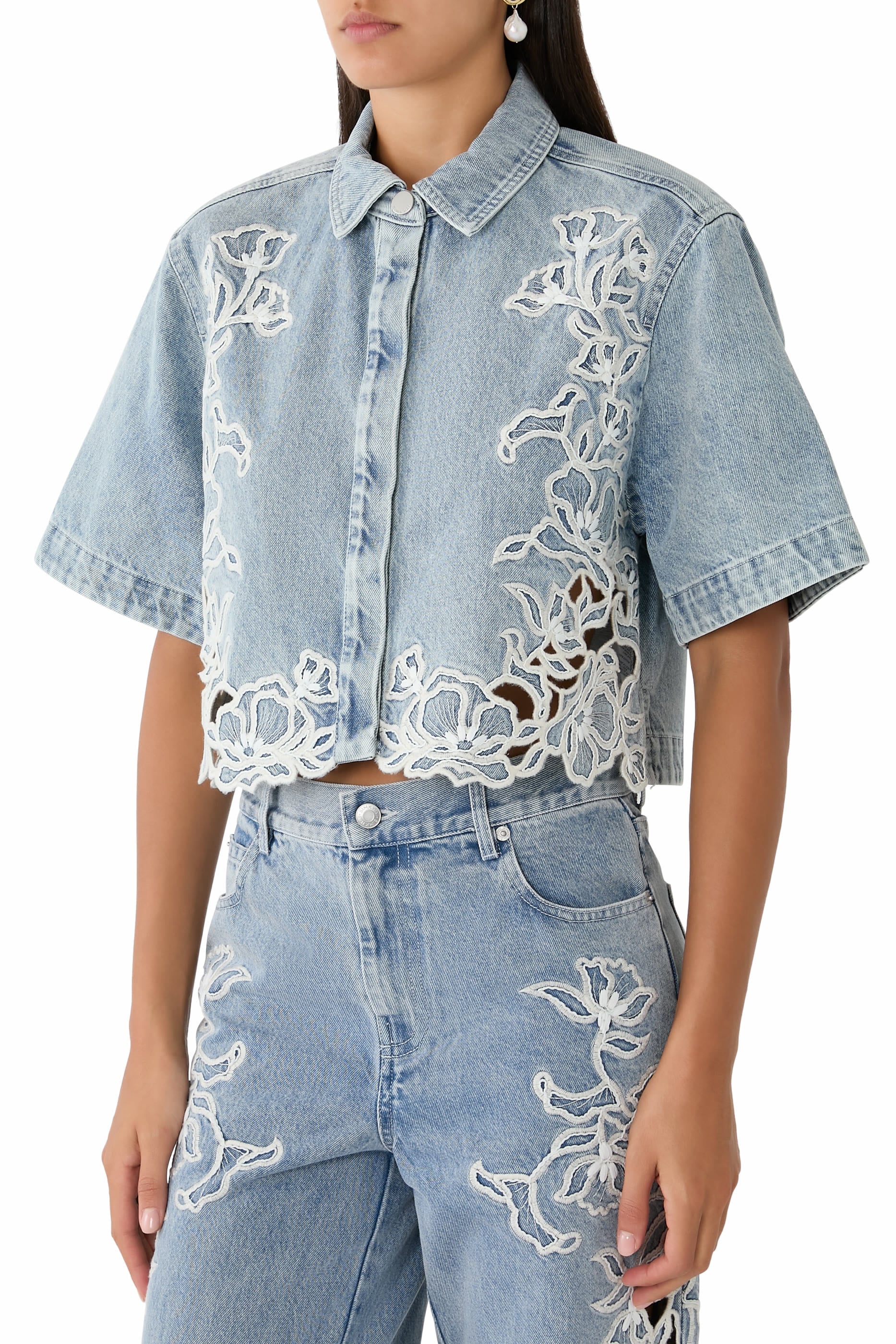 Albaine Embroidered Denim Shirt 