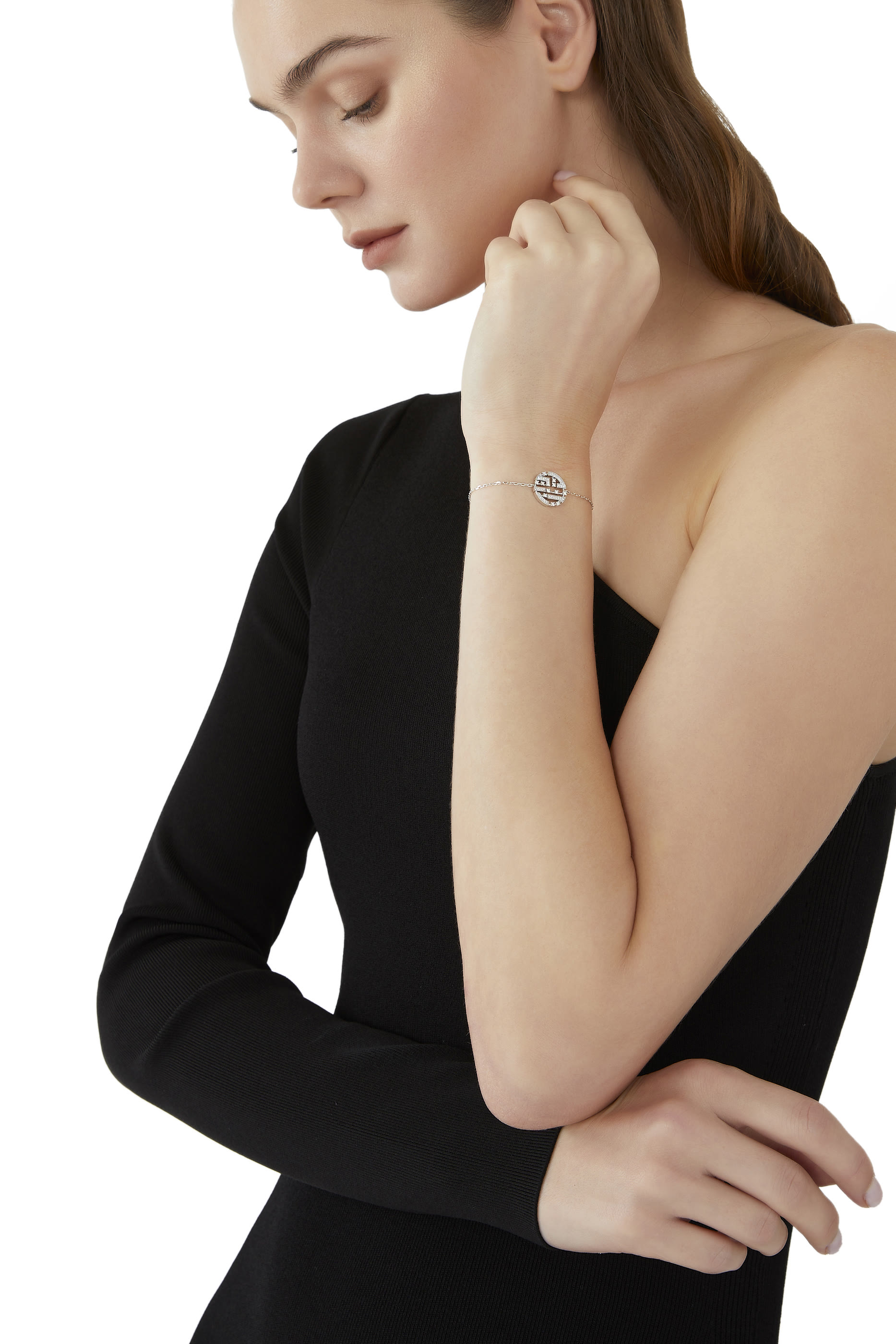 Avenues Luxe Chain Bracelet, 18k White Gold  with Full Diamonds