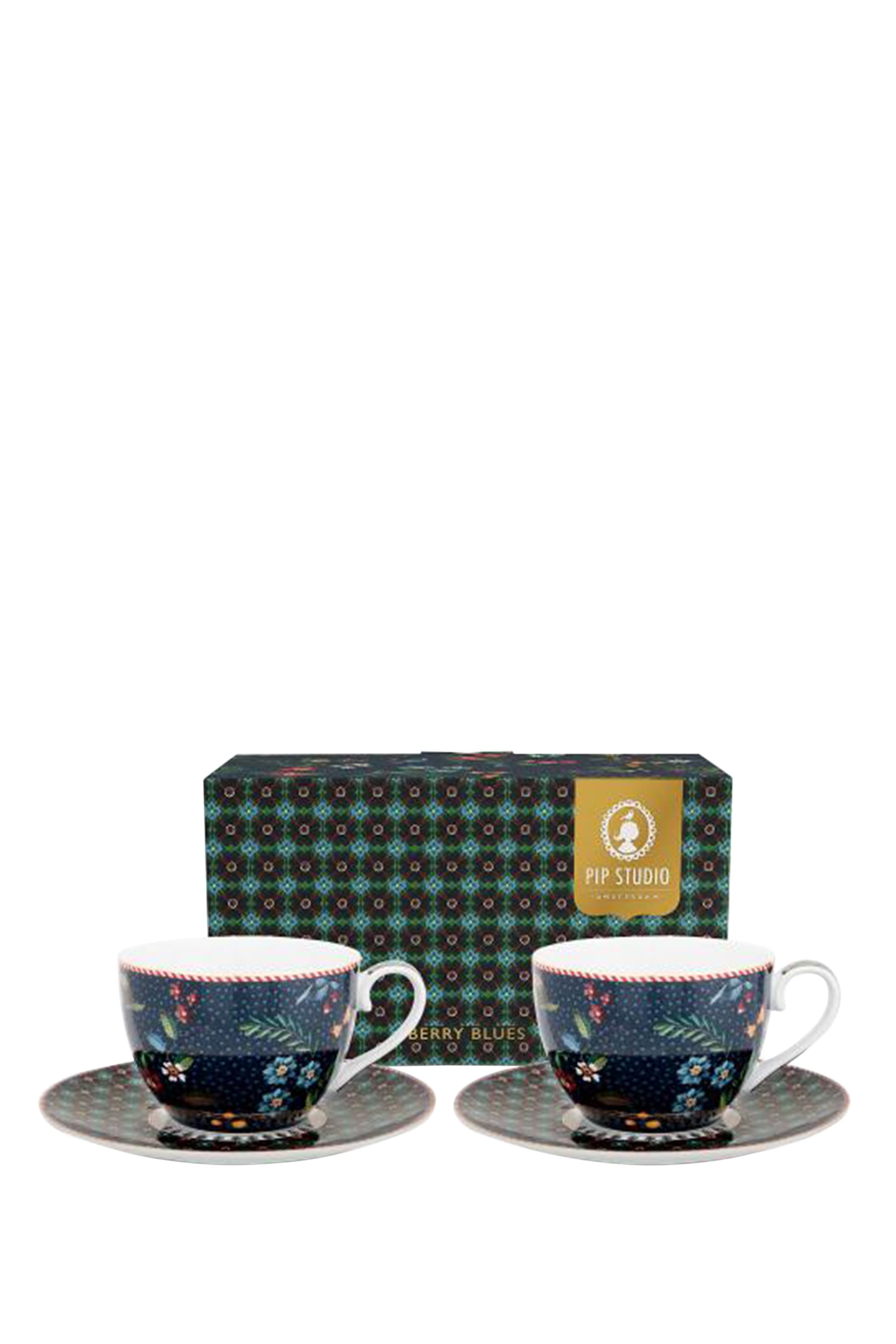 Berry Blues Cup and Saucer, Set of 2