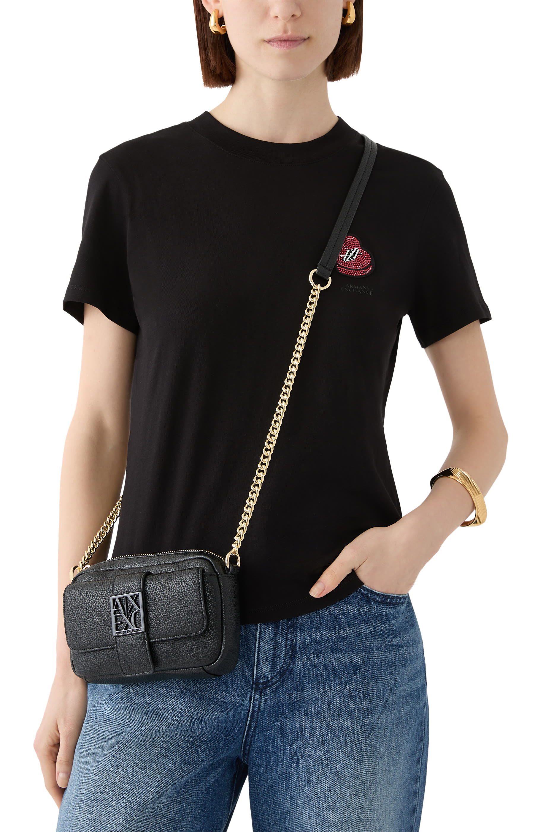 Monogram Logo and Chain Shoulder Strap Bag