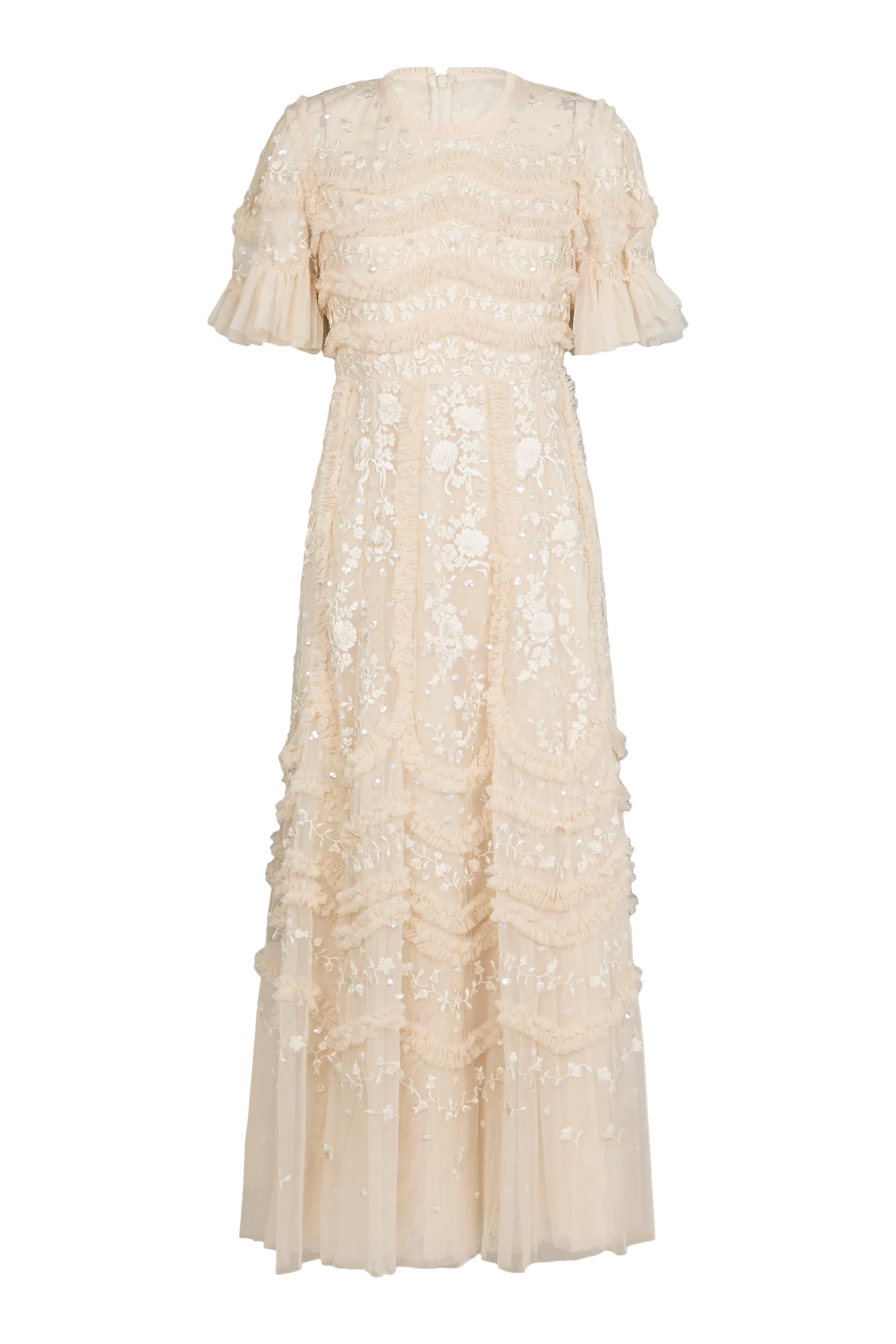 Gianna Ruffle Short Sleeve Ankle Gown