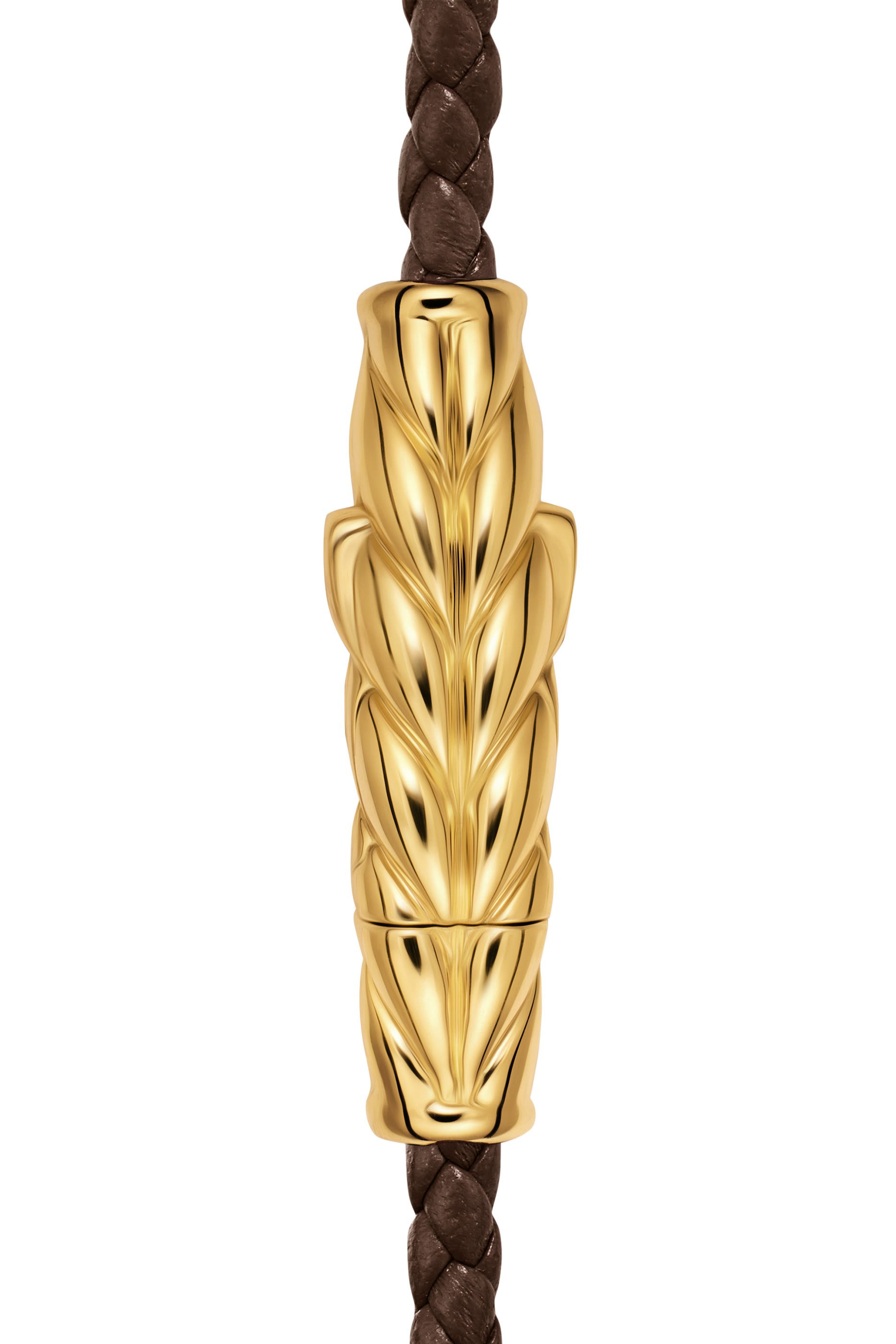 Chevron Triple Wrap Bracelet, 18K Yellow Gold & Leather