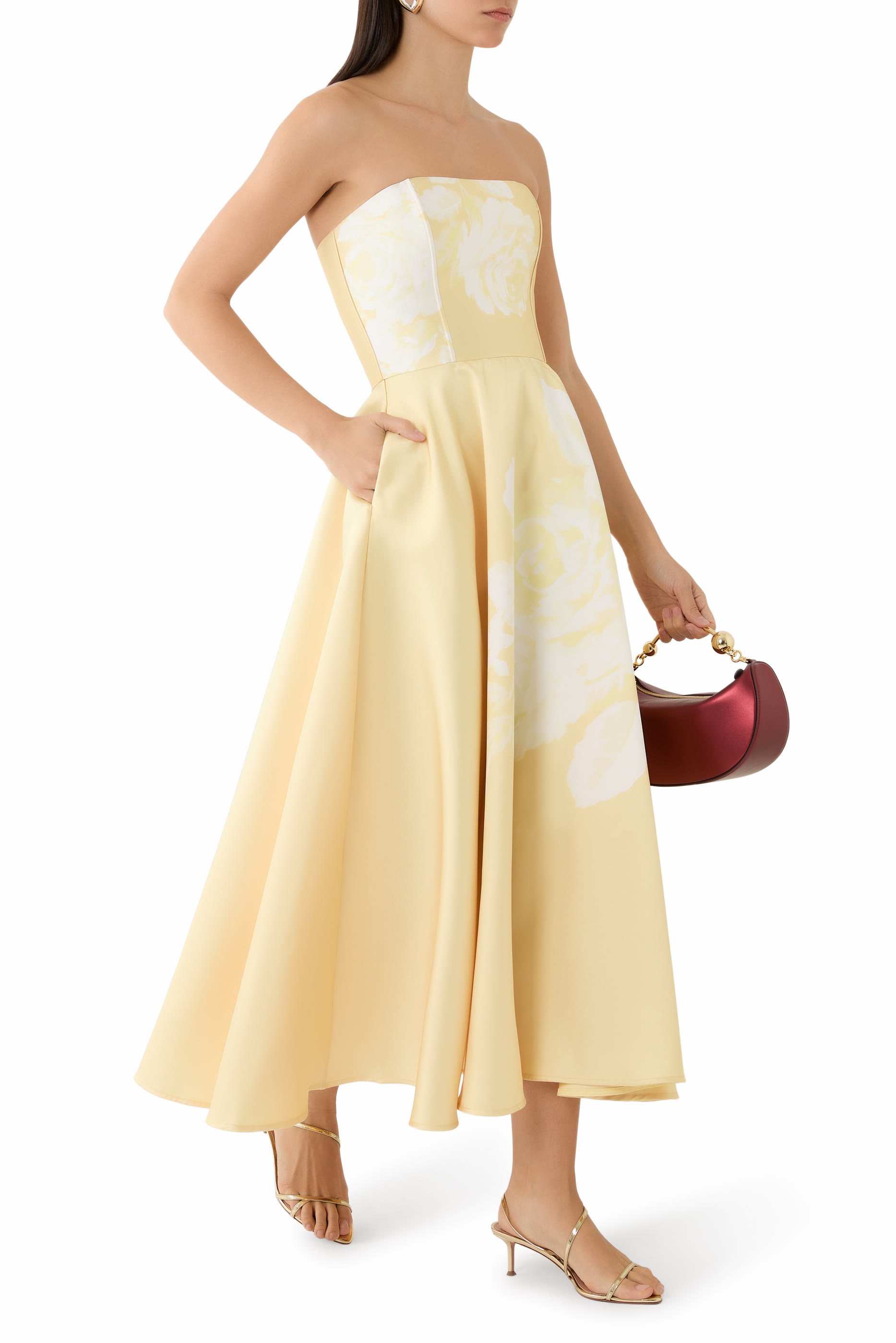 Printed Strapless Dress