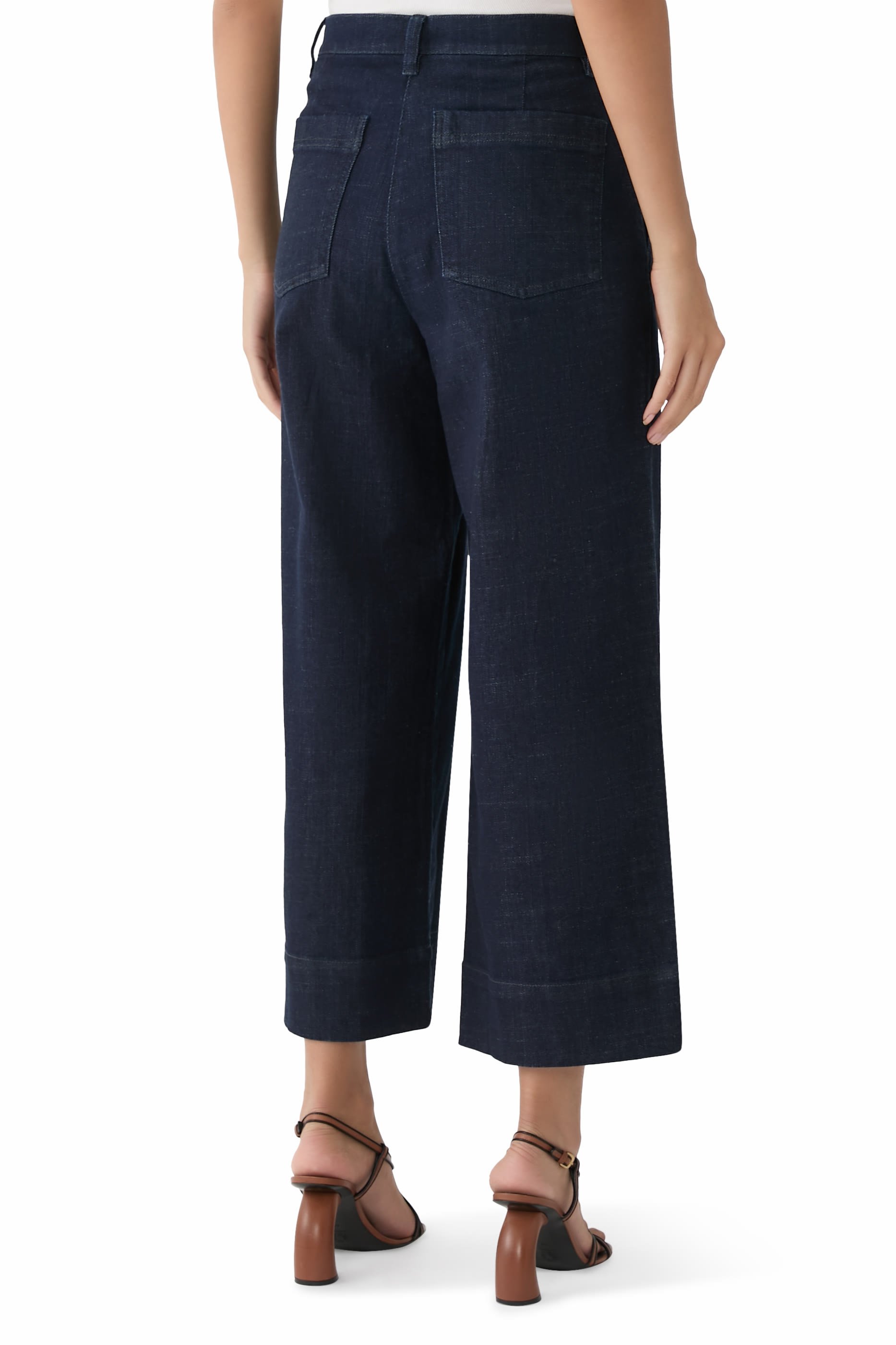 Cotton Stretch Denim Wide-Leg Jeans